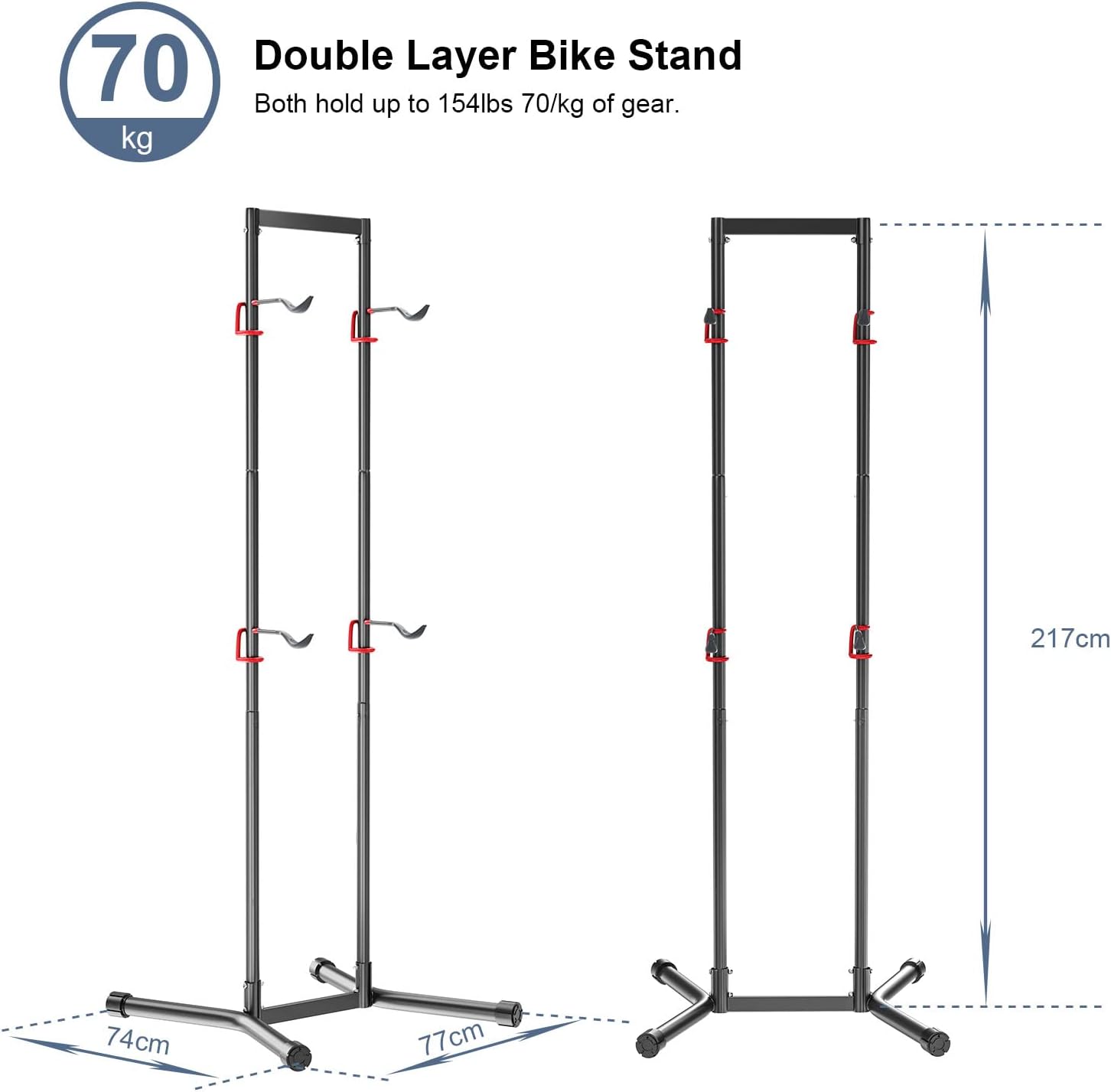 Alternative view of Teraysun Indoor 4 Bike Storage Rack, eavy Duty Garage Storage Organizer for Winter Bicycle Storage, Vertical Indoor Parking Rack for Mountain, Road & Hybrid Bikes - Holds 154 lbs, No Drilling Required