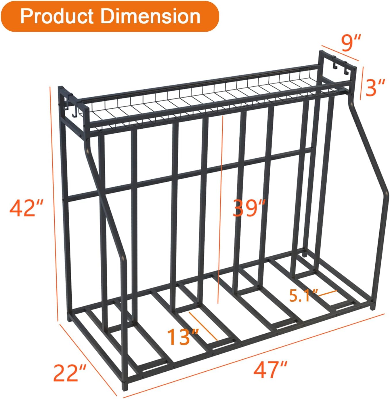 Stand Bike Racks for Garage, 4 Bike Stand Rack with Storage Basket, Metal Floor Bike Parking, Garage Organizer Suitable for Mountain, Hybrid, Adult and Kids Bikes