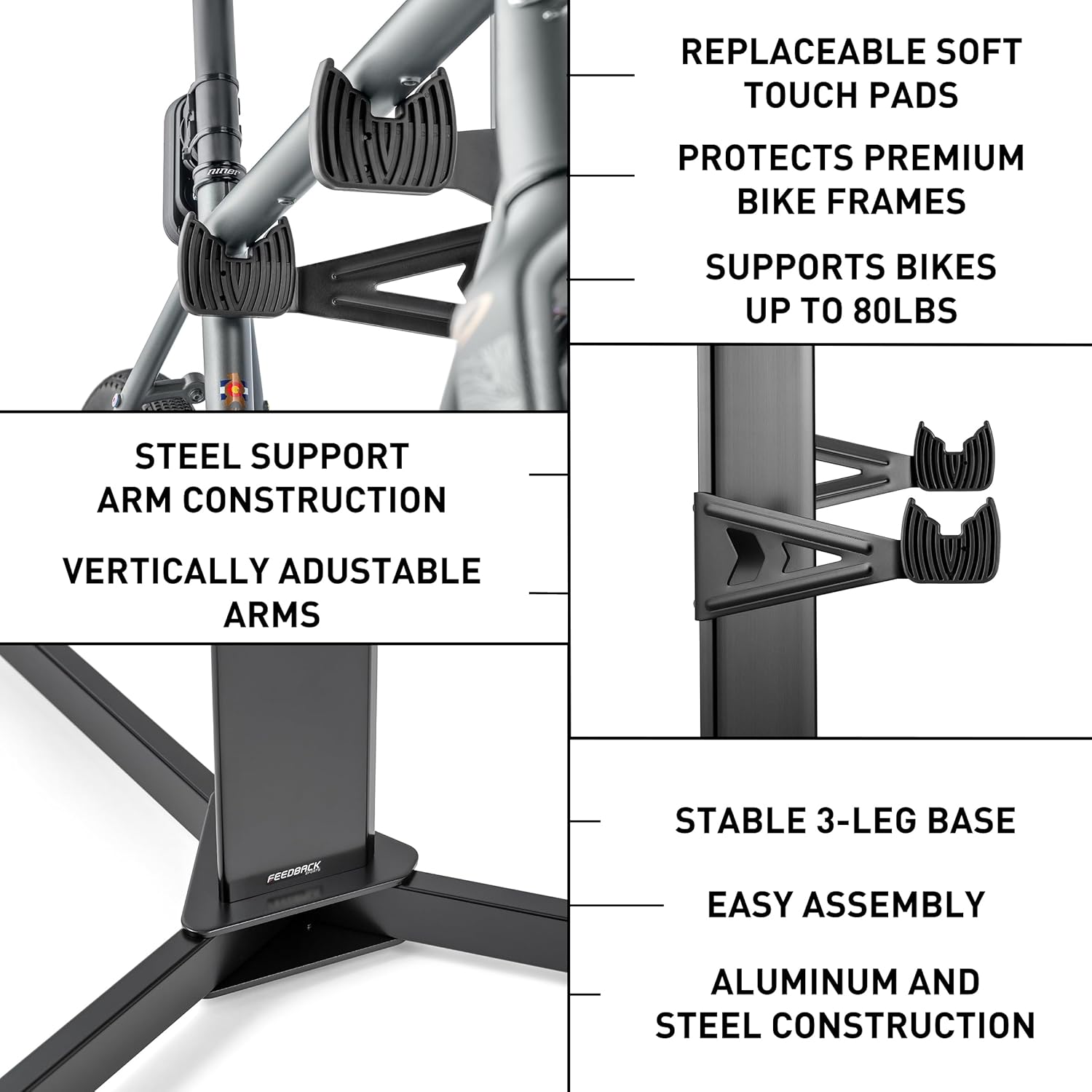 Alternative view of FEEDBACK SPORTS | Velo Cache 2 Bike Free-Standing Storage Tower | Vertical Rack For Road, MTB, Cyclocross, E-Bike | For Home, Office, Garage | Black