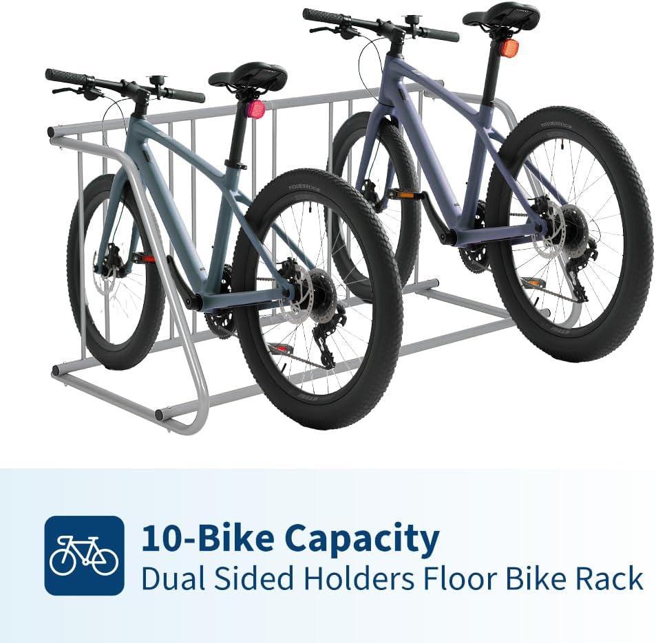 Alternative view of GarveeTech Floor Bike Rack,Single-Side 5-Bike Rack 60 in L,Grid Bike Rack In Ground,Freestanding Bicycle Floor Parking Stand,Stand Bike Racks for Garages Streets Yards Bike Events