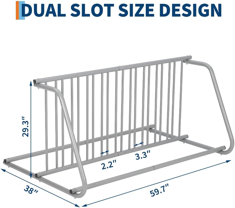 Floor Bike Rack, Double-Side 10-Bike Rack 60" L,Grid Bikes Racks In Ground, Freestanding Bicycle Floor Parking Stand, Stand Bike Racks for Garages Streets Yards Bike Events