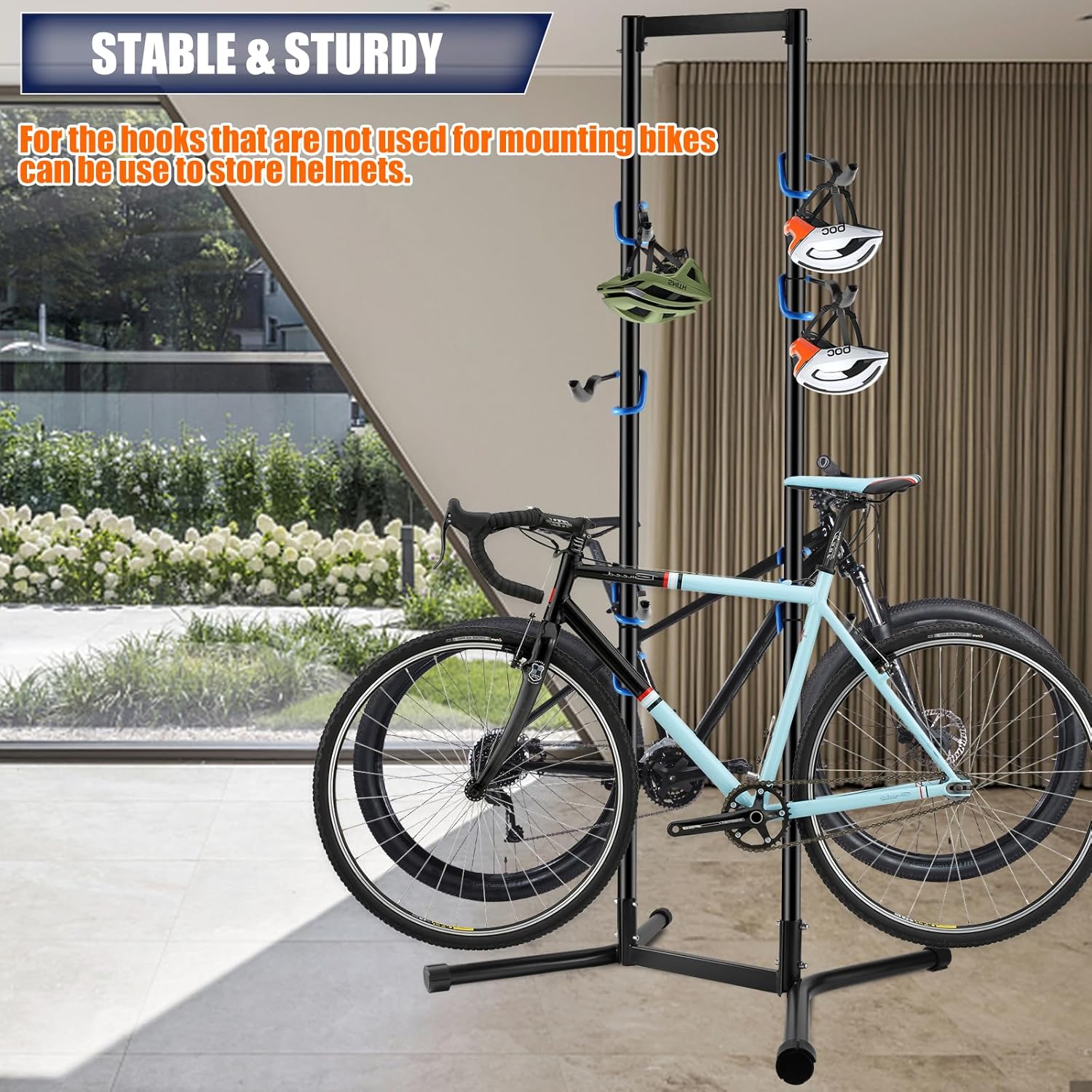 Stand Bike Storage Rack Garage Max 240lbs, Freestanding Gravity Indoor Bike Rack Holds 4 Bikes with Adjustable Arms, Vertical Bike Stand Space Saving for MTB, Road Bike - Image 4