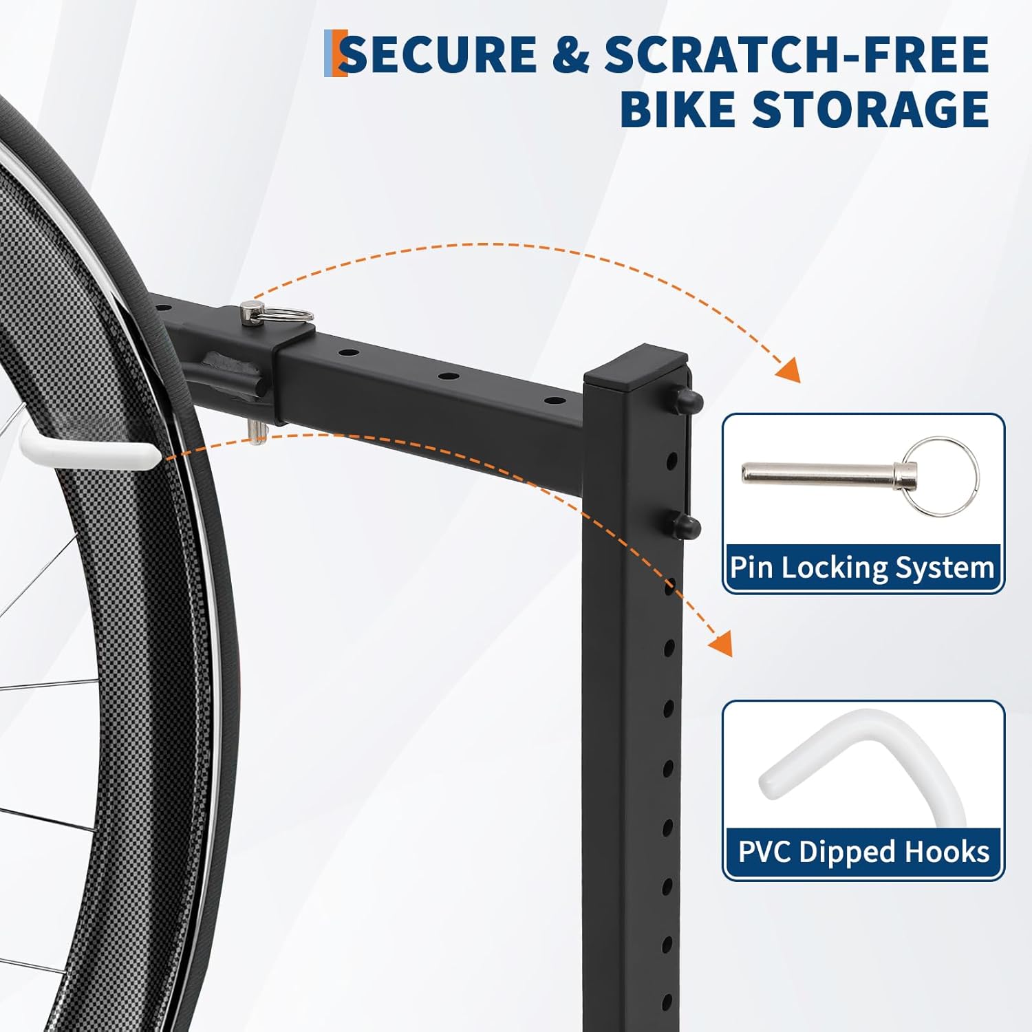 Towallmark Bike Storage Rack, Freestanding 5 Bike Storage, Stand Floor Bike Storage Rack for Garage Bicycle Organizer, Adjustable Height, Up to 300Lbs - Image 4