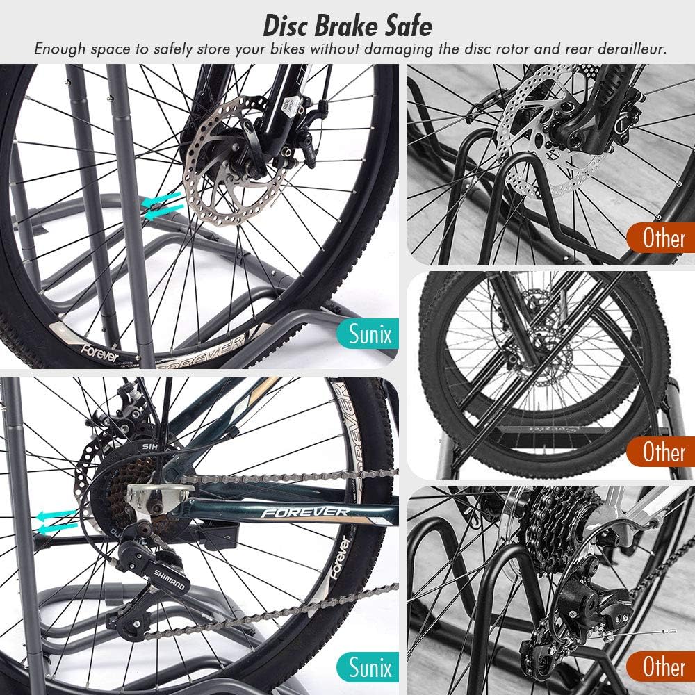 XCSOURCE Bike Parking Stand, Bike Rack Bicycle Floor Parking Stand for 5 Bikes, Adjustable Dual Purposes Bike Storage Holder for Garage, 2 Extra Floor Anchor Brackets Available, Indoor & Outdoor - Image 4