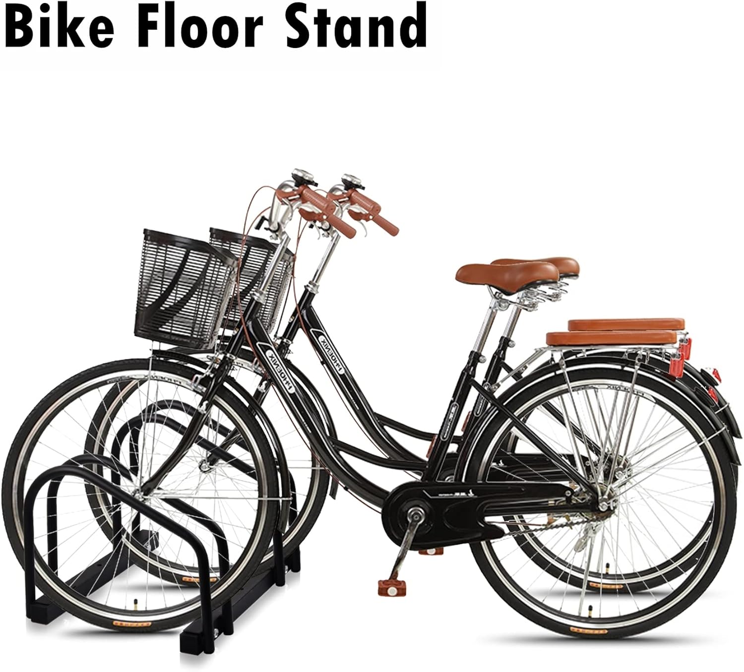 Alternative view of WALMANN 2 Bikes Floor Bike Stand, Bike Parking Rack Garage Bike Storage Stand Indoor/Outdoor 22-28" Wheel Stand, Max. Tire Width 2.1"