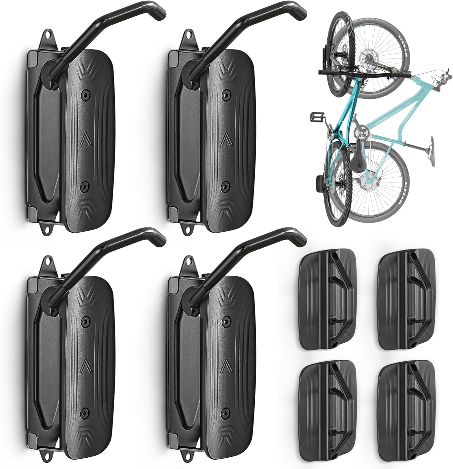 Alternative view of monTEK Swivel Bike Wall Mount, Bike Hangers for Garage, Space-Saving Vertical Bike Rack, Sturdy Bike Storage Rack Holds Up to 66lbs, Easy to Install, 4 Pack