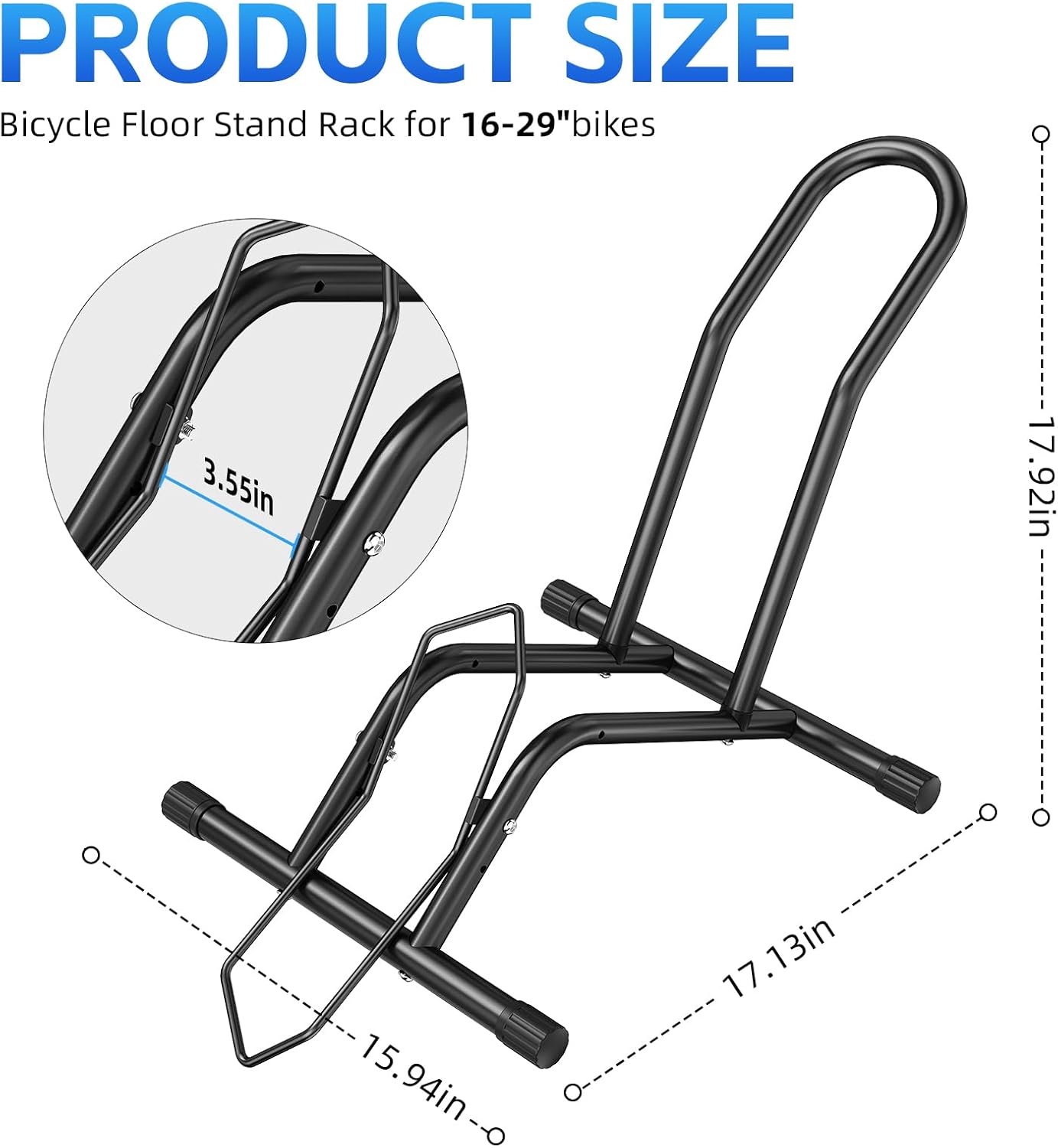 Alternative view of BEISHI Bike Floor Stand Indoor Bike Stand for Garage/Home,Adjustable Bicycle Parking Stand Fit for 16"-29" Wheel Mini/Mountain/Road Bikes Heavy Duty Metal