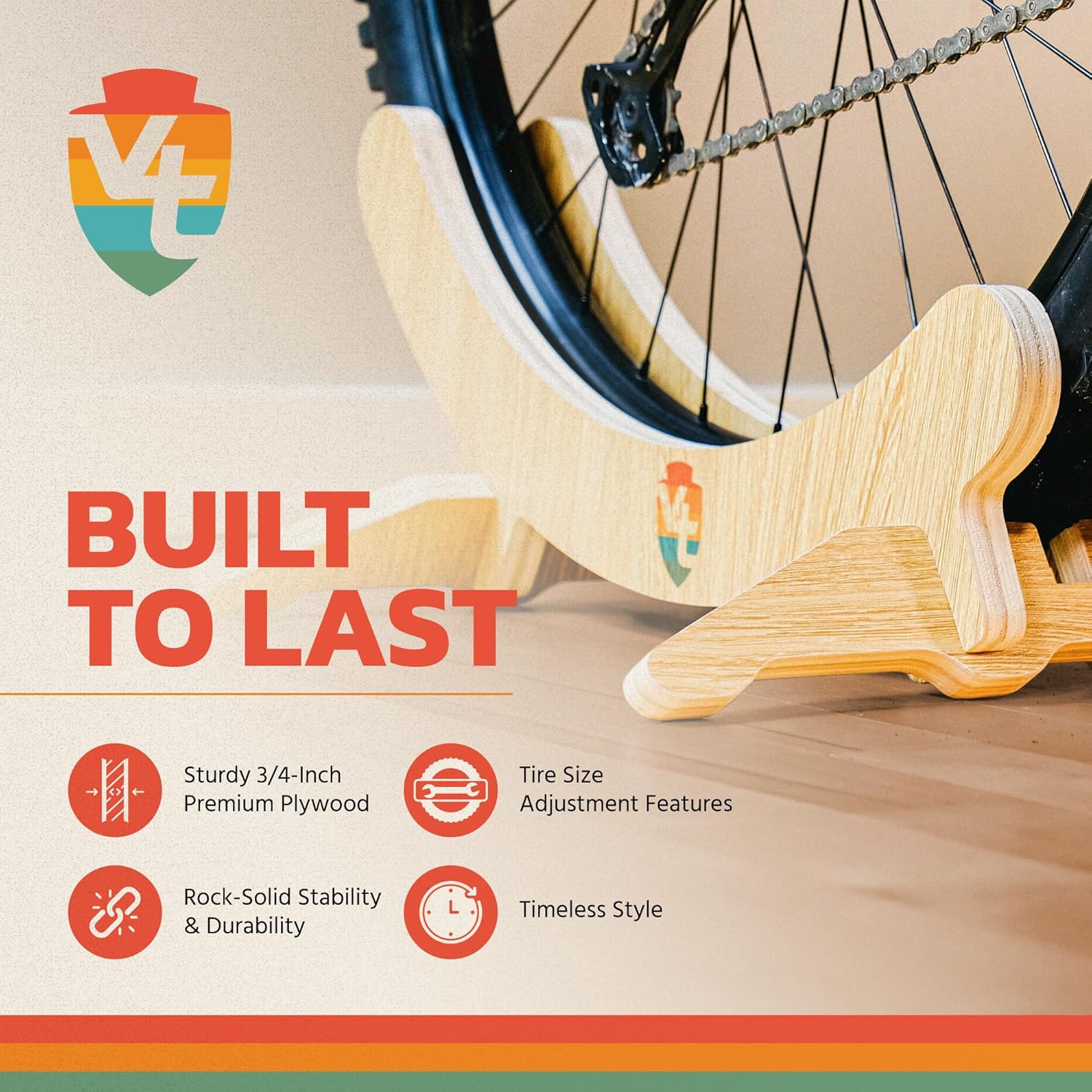 Alternative view of Craft Wooden Bike Stand - Fits Road, Commuter, Gravel, Mountain & Fat Tire Bikes - Sturdy 3/4-Inch Plywood | Easy Construction Bicycle Storage Rack For Apartment, Office, Garage