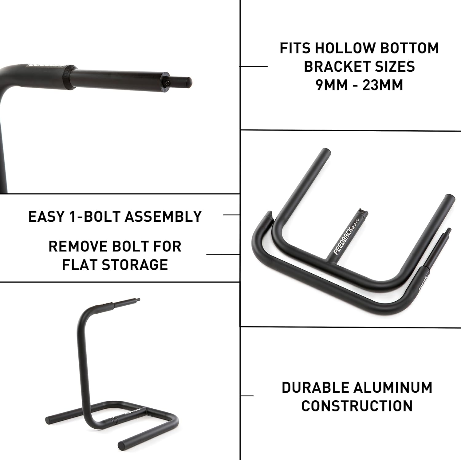 Alternative view of Feedback Sports | Scorpion Moto-Style Portable Bike Stand | Bottom Bracket Crankarm Support for Road, MTB, Cyclocross, E-Bike | 2 Piece | Black