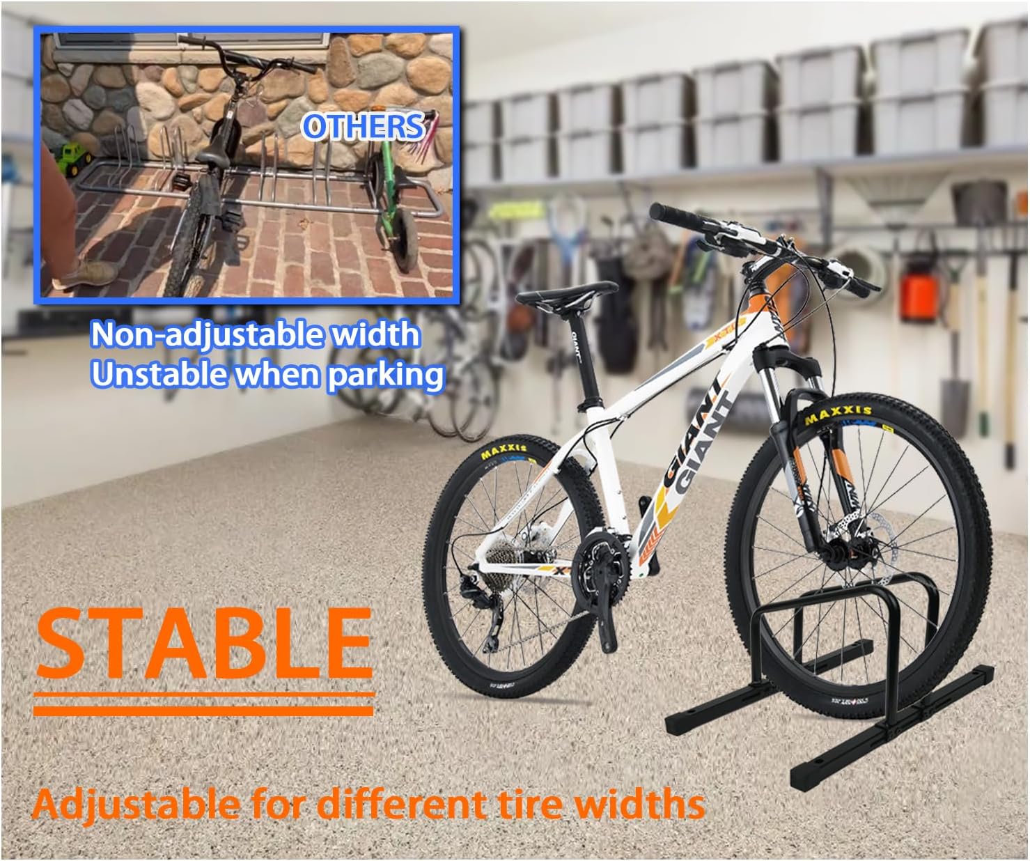 YYDS Bike Stand Floor, Bike Stand for MTB Road Bike,Adjustable Spacing,Indoor/Outdoor Use,Bike Storage Bike Parking Fit for 20"-29",Bicycle Home Garage Storage