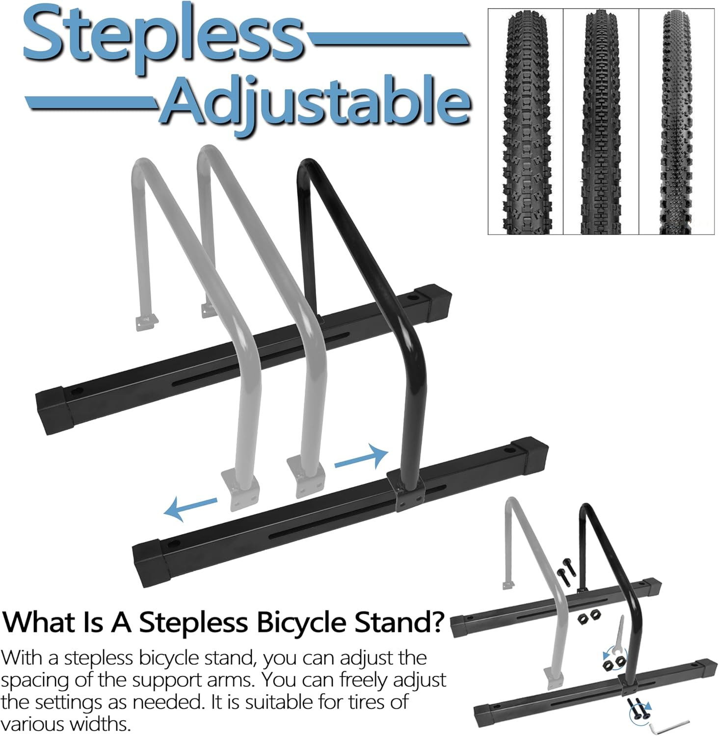 Alternative view of YYDS Bike Stand Floor, Bike Stand for MTB Road Bike,Adjustable Spacing,Indoor/Outdoor Use,Bike Storage Bike Parking Fit for 20"-29",Bicycle Home Garage Storage