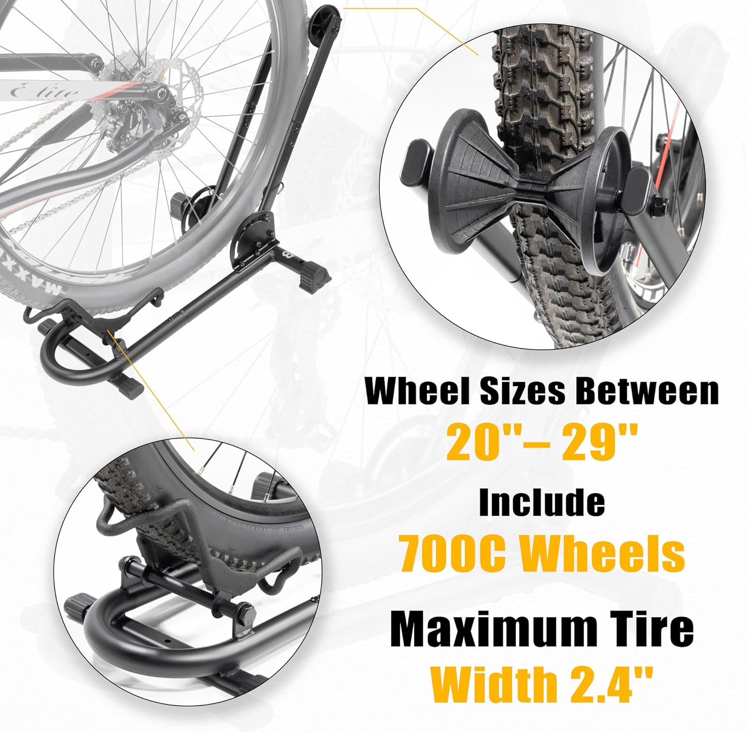 Alternative view of BikeHand Foldable Bike Stand Floor Rack | Sturdy & Durable Quick-Fold Design for MTB & Road Bicycle Storage - up to 2.4" Tire Width | Portable Bike Rack Garage Foldable Storage Stand | Updated Design