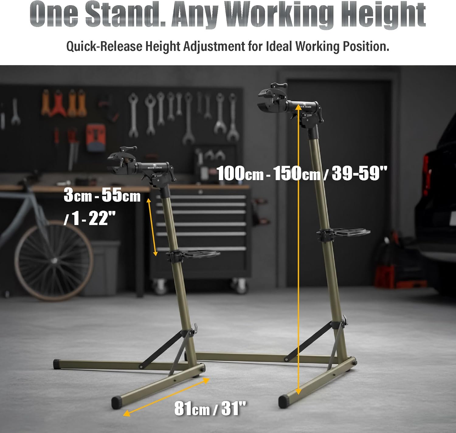 BikeHand Bike Repair Stand - Home Portable Bicycle Mechanics Workstand - for Mountain MTB Road Bikes Maintenance - Max. 55 lbs