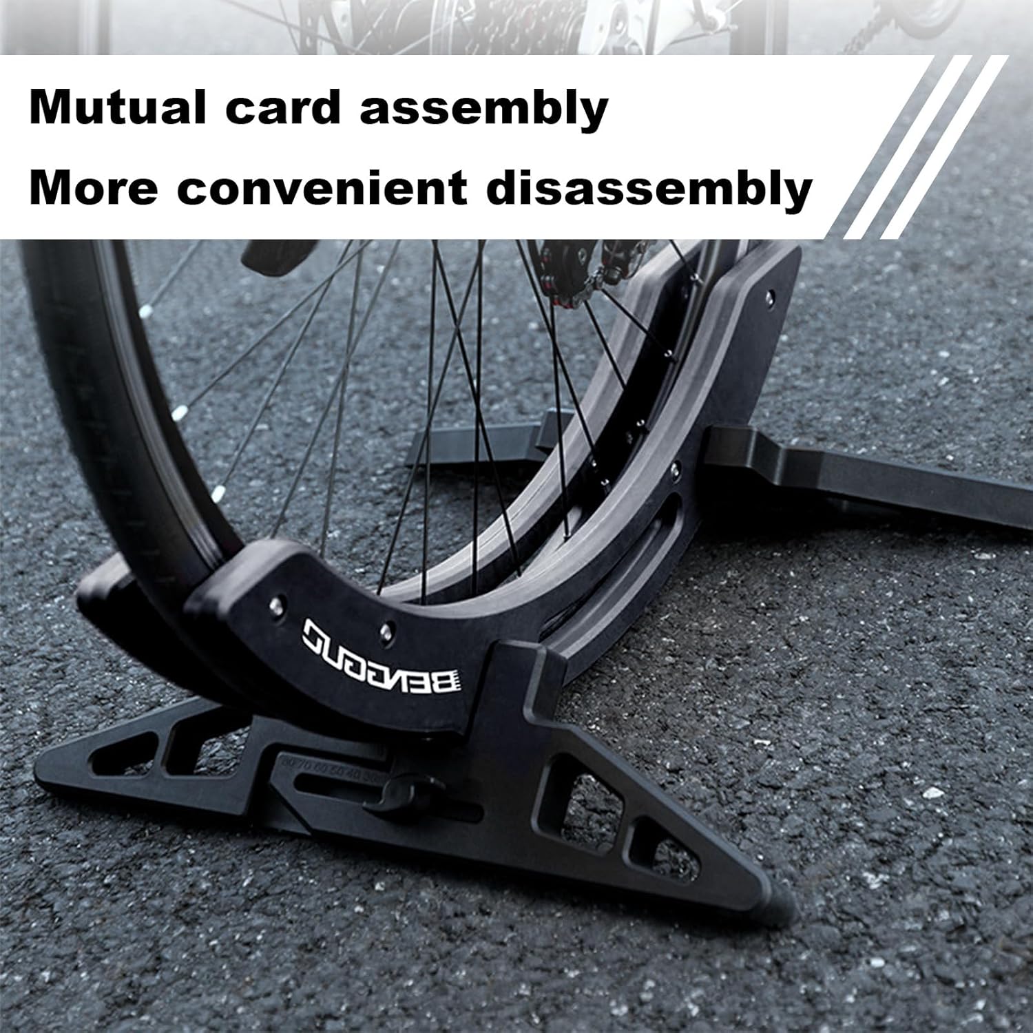 Alternative view of Bike Stand Floor Rack, Universal Adjustable Bicycle Parking Stand for Home/Garage/Garden, Mountain, Road, MTB, E-Bike, Scooter, 30-80mm Wide Bicycle Tires (Black)