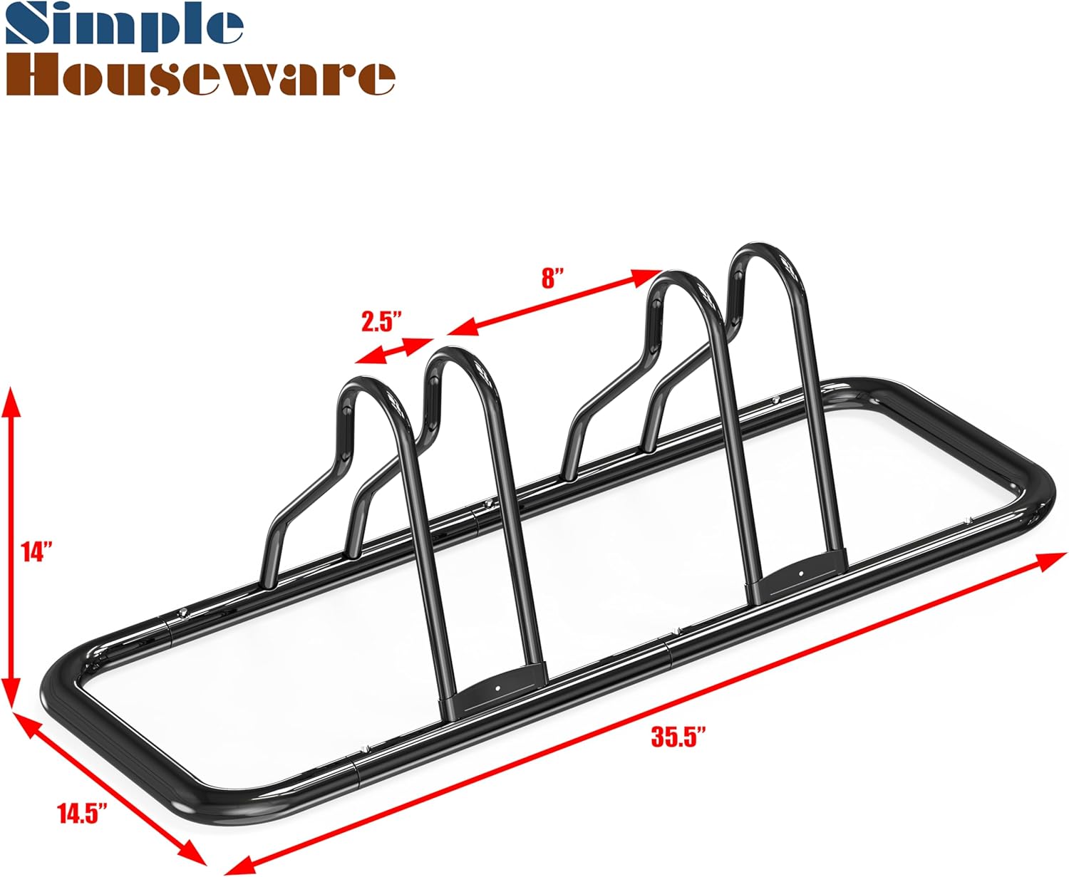 Alternative view of Simple Houseware 2 Bike Bicycle Floor Parking Adjustable Storage Stand, Black