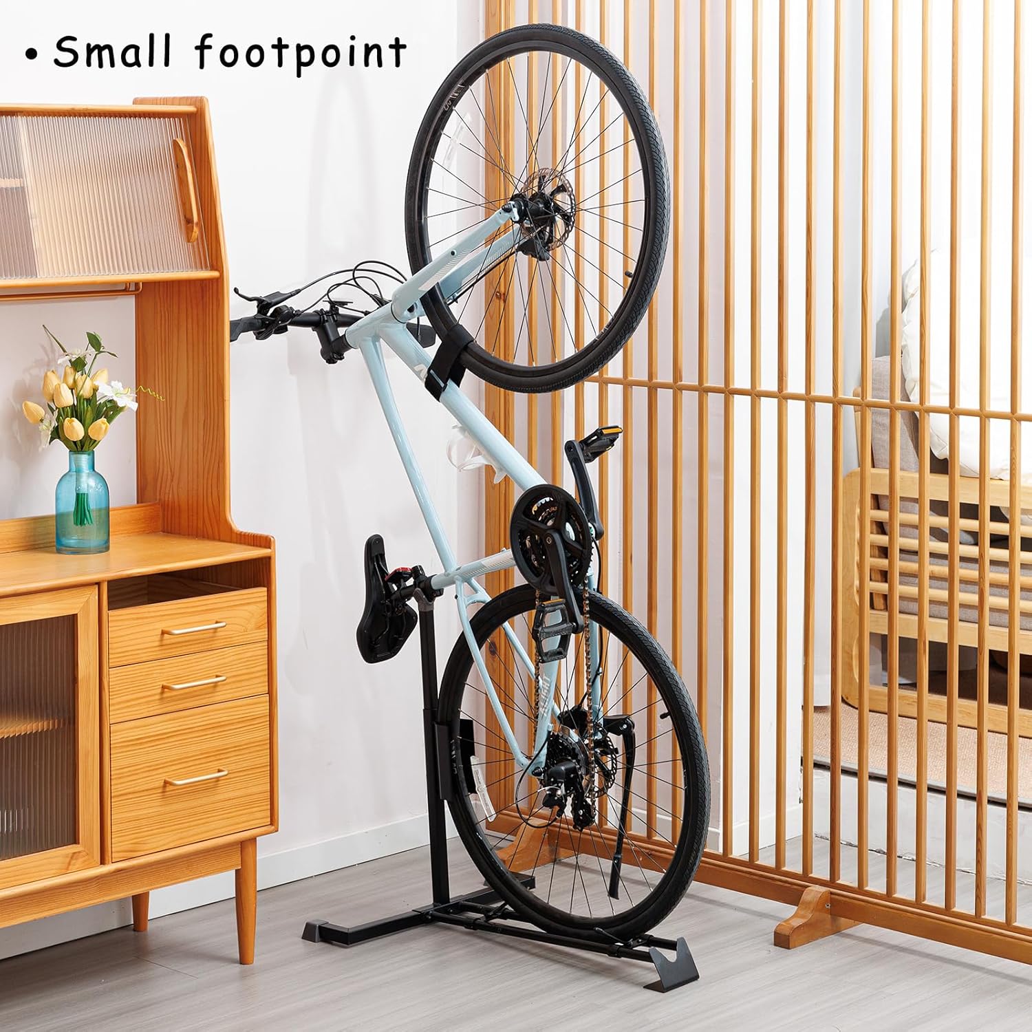 YueTong Bike Stand for Vertical Bike Storage,Upright Bicycle Stand Indoor,Standing Bike Rack for Garage Floor,Suit for MTB,Road Bike,Woman Bike and E-bike.