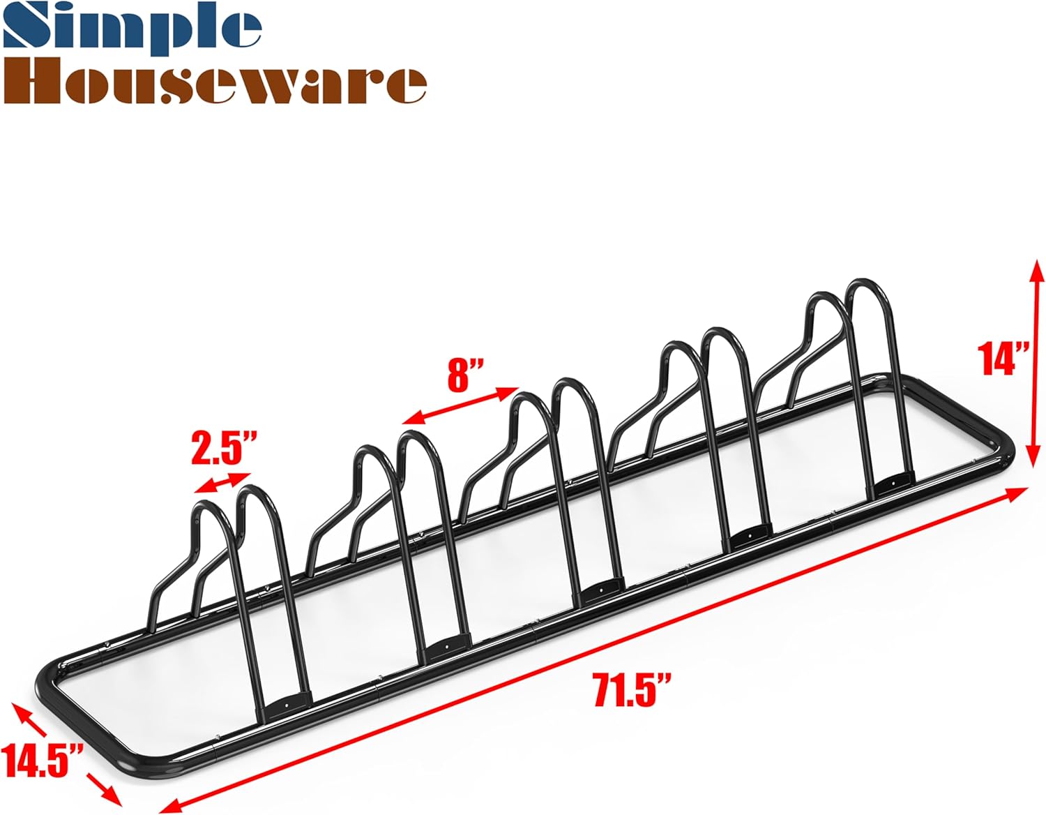 Alternative view of Simple Houseware 5 Bike Bicycle Floor Parking Adjustable Storage Stand, Black