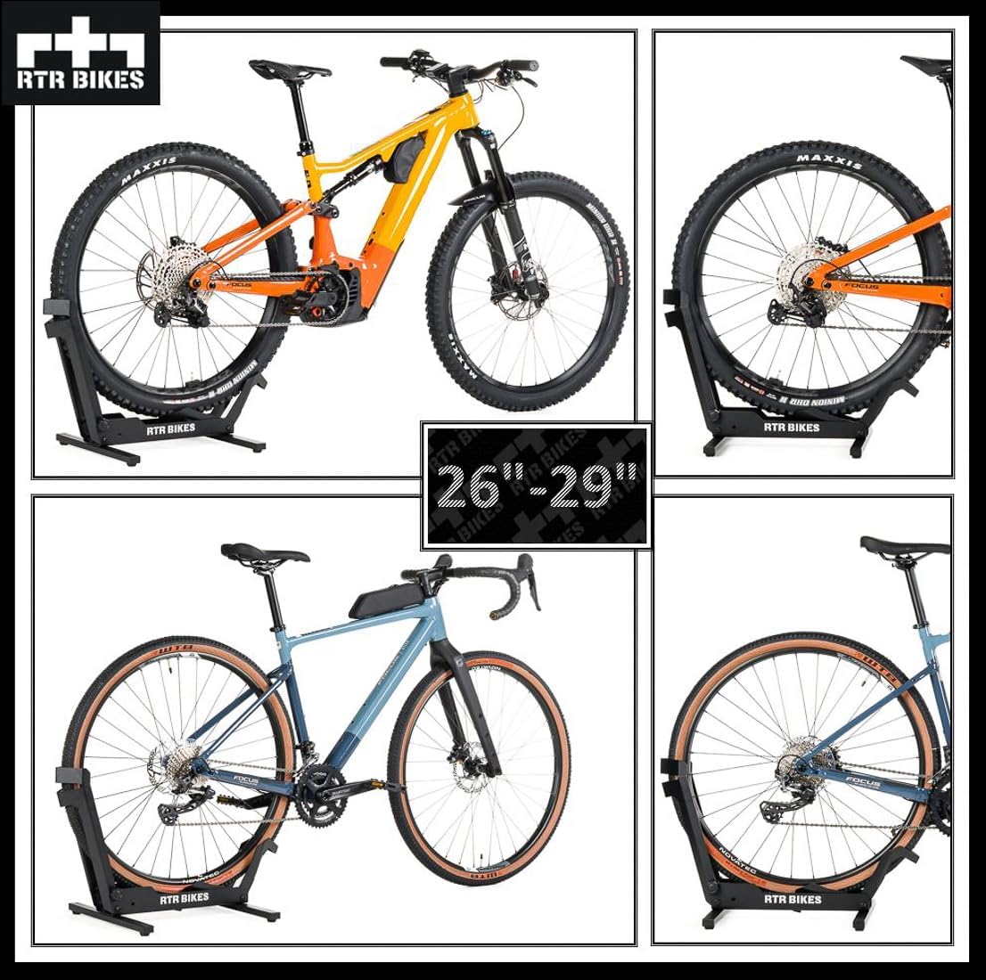 Alternative view of Brutus Professional Bike Floor Stand – Heavy Duty Steel Rack for E-Bikes & MTB up to 66 lbs (30kg) – Fits 26-29" Wheels & Tires up to 2.8" – Garage Storage & Wash