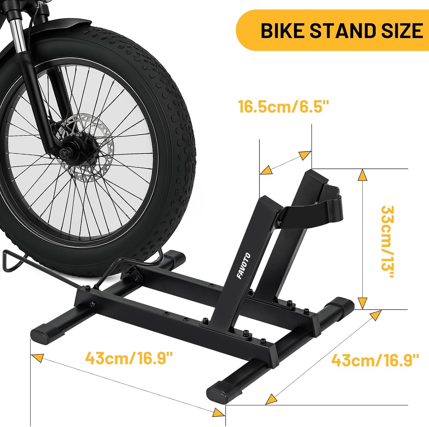 Favoto Bike Stand for E-Bikes, Road & Mountain Bicycles – Adjustable Indoor Floor Garage Storage Rack for 20"-29" Bikes and Fat Tires up to 4.0"