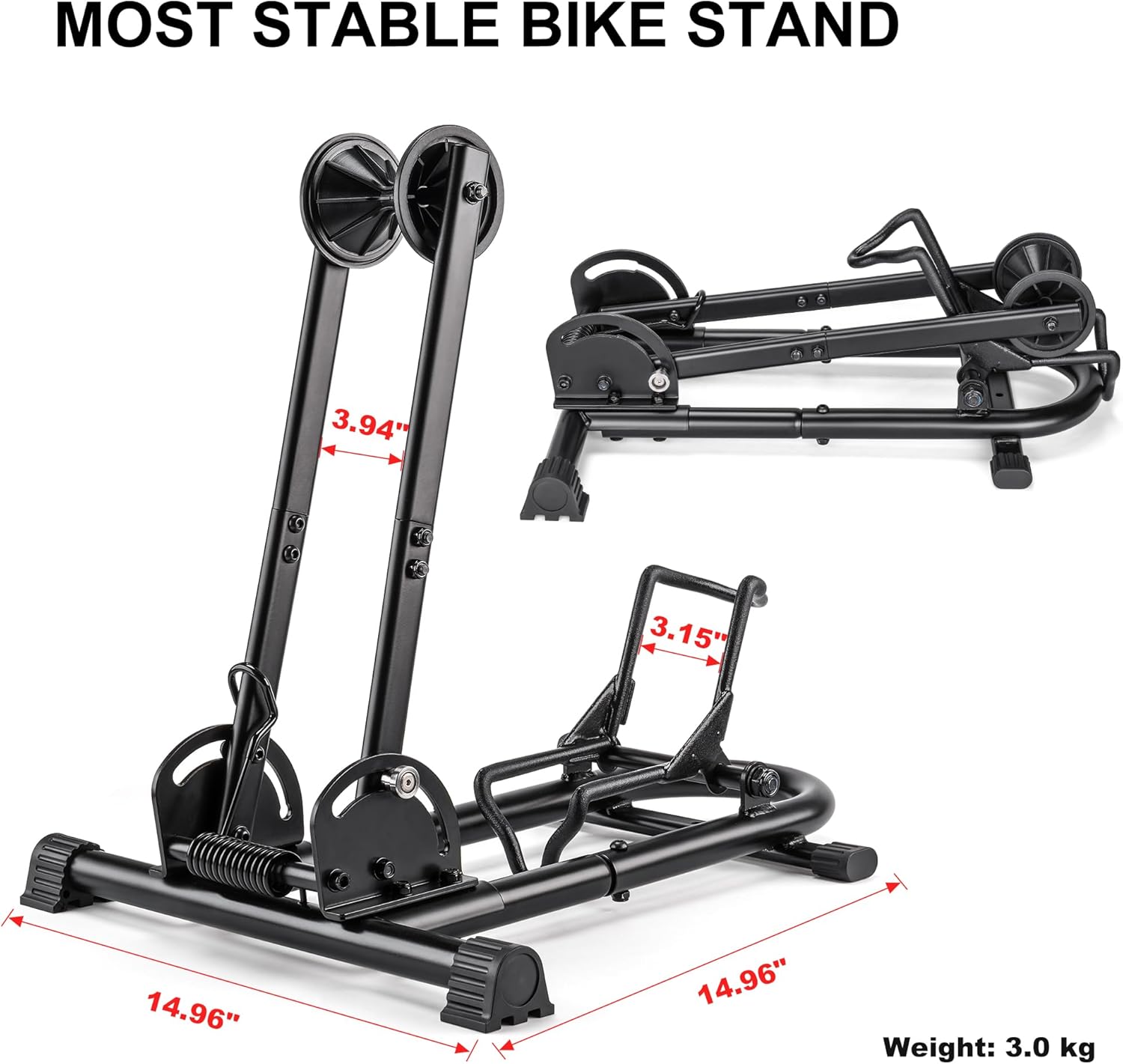 Indoor Bike Floor Stand - Bike Stand Rack for Garage/Home - Bike Storage Bicycle Parking Rack Fit 26u201D-29u201D Mountain Road Bikes