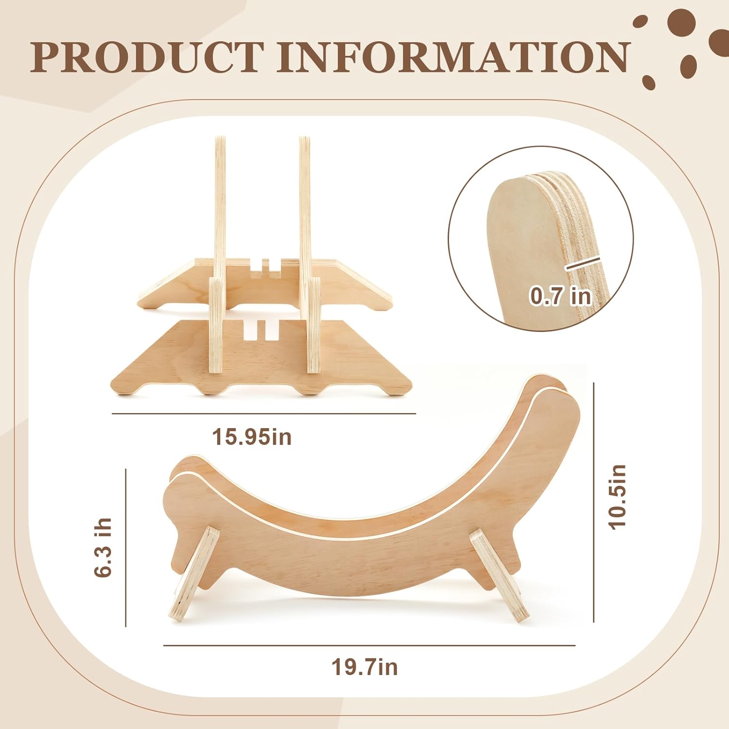 Alternative view of DoubleFill 1 Pack Wooden Stationary Bike Floor Stand Bicycle Indoor Storage 4 Adjustable Sizes Fit Commuter, Mountain, Road, Gravel Bikes Etc, Bike Wheel Wooden Display Stop Suitable for Home (Solid)