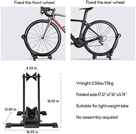 Sports Foldable Alloy Bicycle Stand Bike Floor Parking Rack Steady Wheel Holder Fit 20"-29" BikesIndoor Home Garage Cycling Storage Organizer Cycle Tires Rack Holder for Mountain and Road Bike