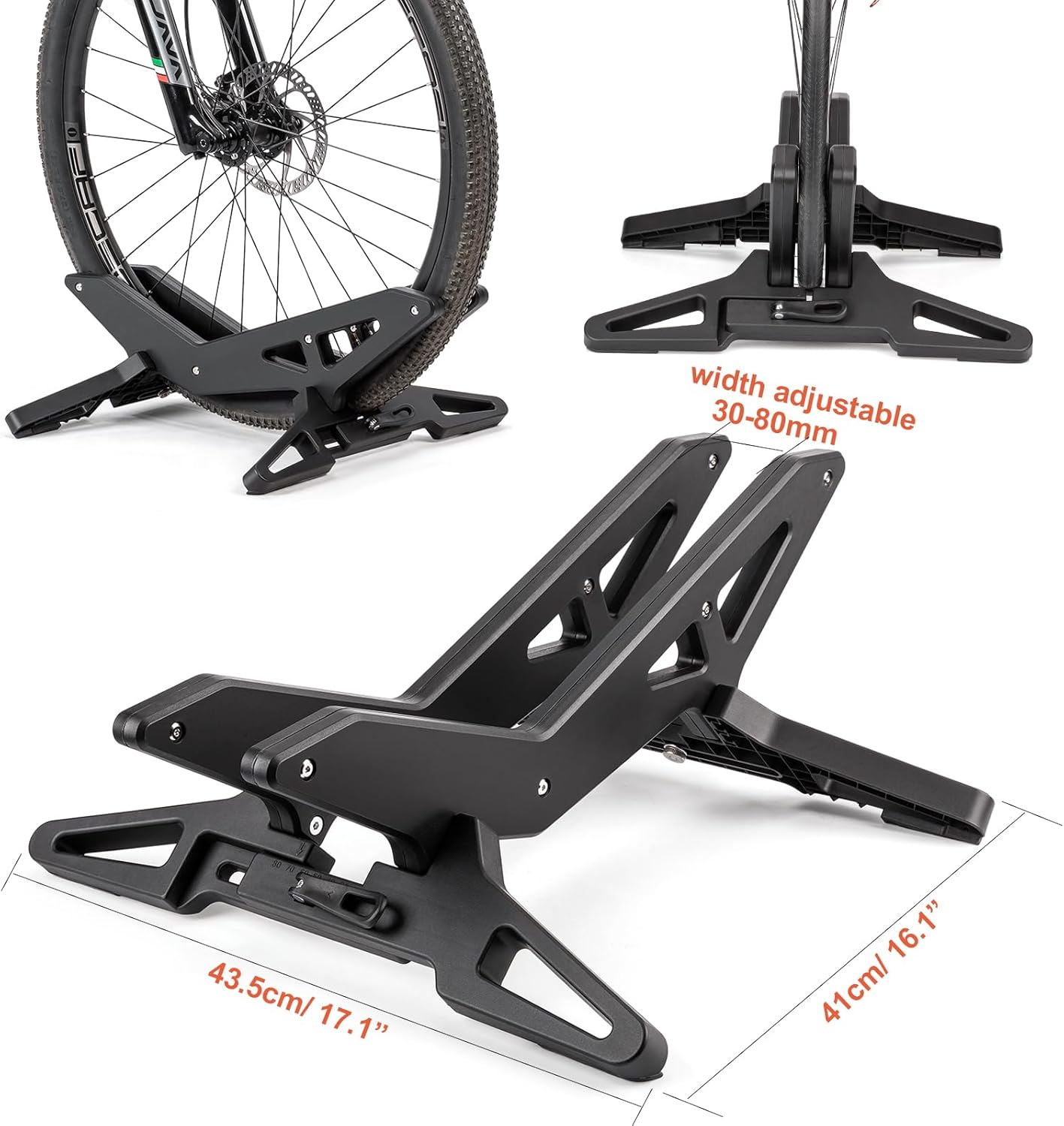 Alternative view of CXWXC Bike Floor Stand - Bicycle Parking Stand Fit 16"-29" Wheel, Adjustable Bike Floor Rack Stand for all 30-80mm Wide Tires (Black)