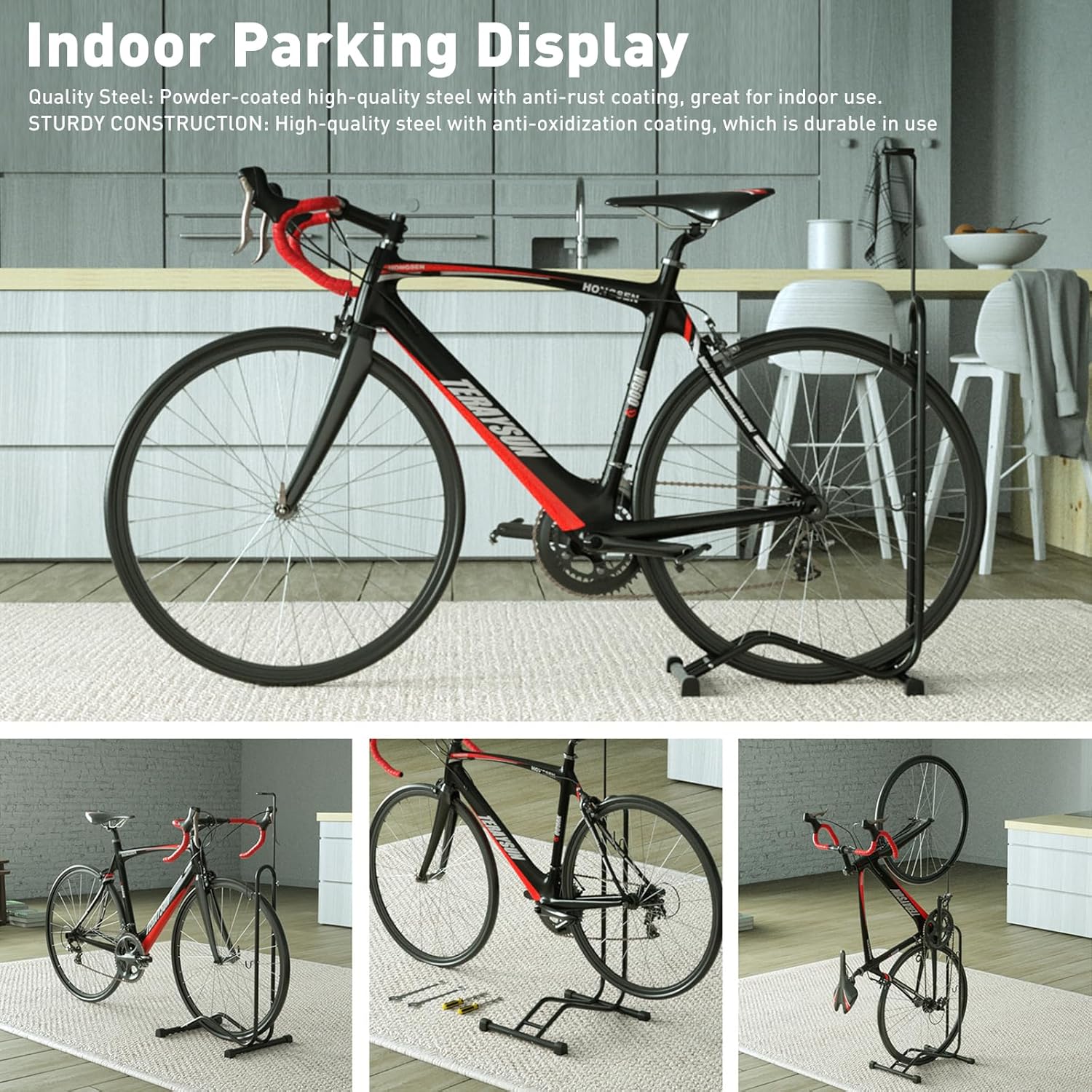 Alternative view of Bike Floor Stand - Parking Rack for Indoor & Outdoor, Mountain & Road Bikes, 1 Pack