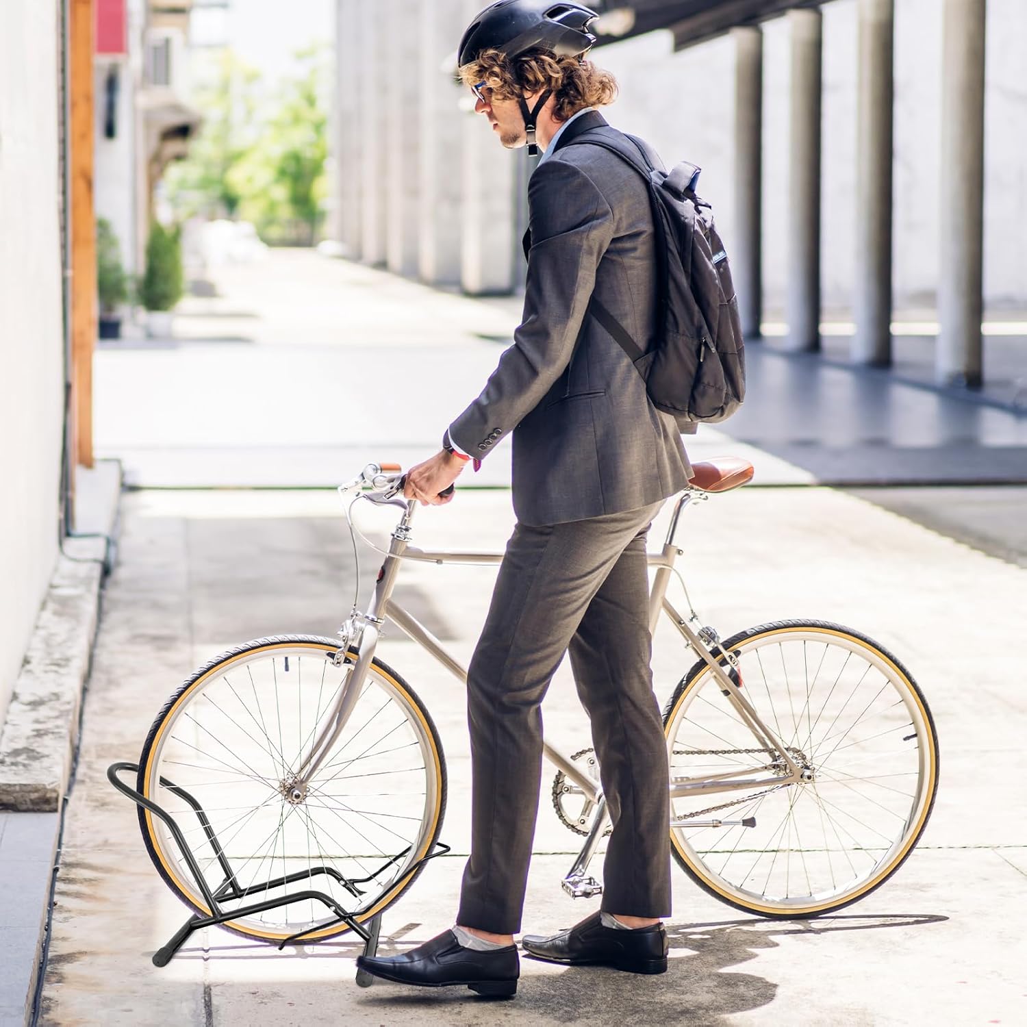 MAKELEN 2 Packs Bike Floor Stand for Mountain MTB & Road Bicycles 23c-4.0 inch Wide Tire 20-29 inch Tire Indoor Outdoor Bike Rack Bicycle Floor Stand Black