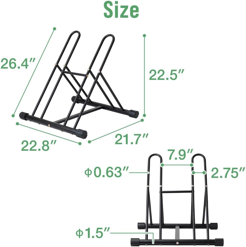 Japard Two Bike Floor Stand Bicycle Instant Versatile Pro Quality Bike Rack, Fits 2.7 Inch Extra Wide Tire Width, Garage for 2 Bikes