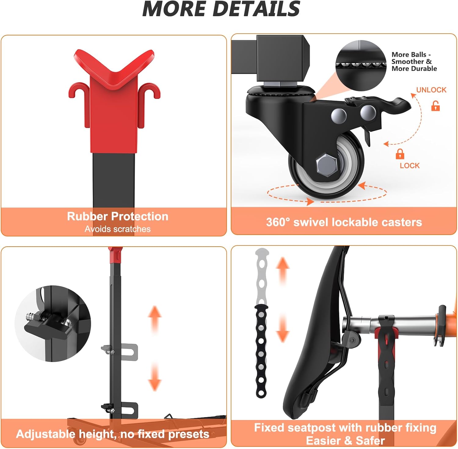 Alternative view of Vertical Bike Stand,Freestanding Space-Saving Bike Rack with Adjustable Height for Wheels Sizes up to 29”,Indoor Bike Storage Rack for Garage & Apartment, Upright Bicycle Floor Holder for MTB Road Bike