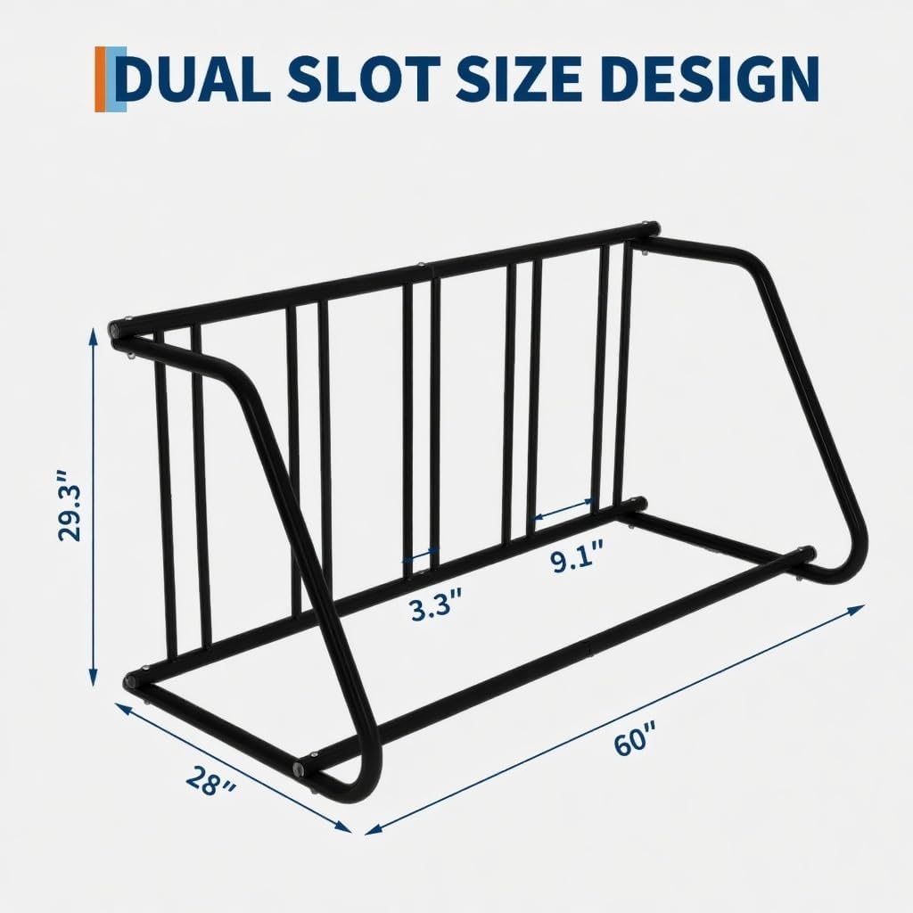 GarveeTech Commercial Grid Floor Bike Rack,Single-Side 5-Bike Rack 60 in L,Grid Bike Rack In Ground,Bicycle Floor Parking Stand,Bike Racks Garages, Stores, Schools & Universities Power Coated Steel
