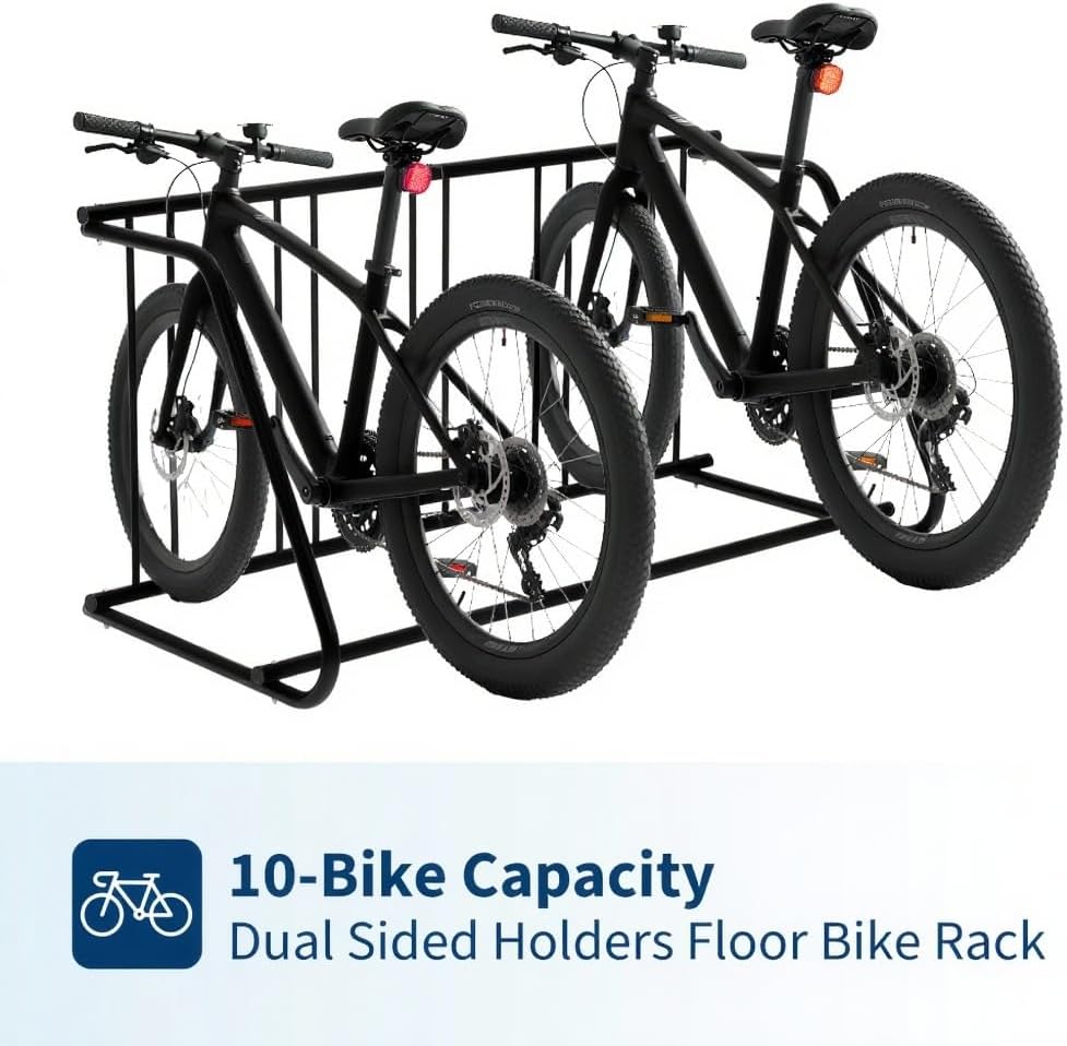 Alternative view of GarveeTech Commercial Grid Floor Bike Rack,Single-Side 5-Bike Rack 60 in L,Grid Bike Rack In Ground,Bicycle Floor Parking Stand,Bike Racks Garages, Stores, Schools & Universities Power Coated Steel