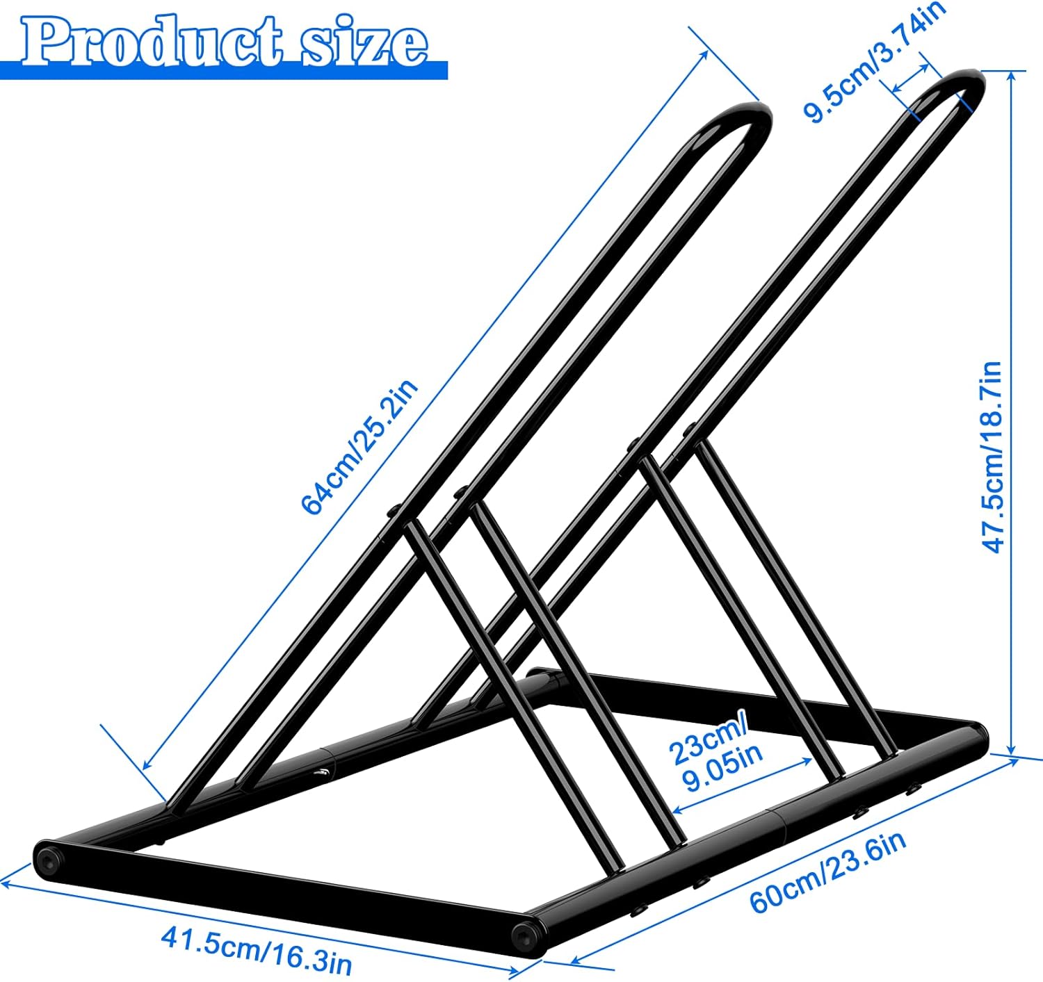 Tuenort 2 Bike Rack, Parking Bike Stand, Outdoor For Mountain Floor Bike Rack, Heavy Duty For Bicycle Garage, Space-Saving Bicycle Holder For Home, Yard, Office, Black