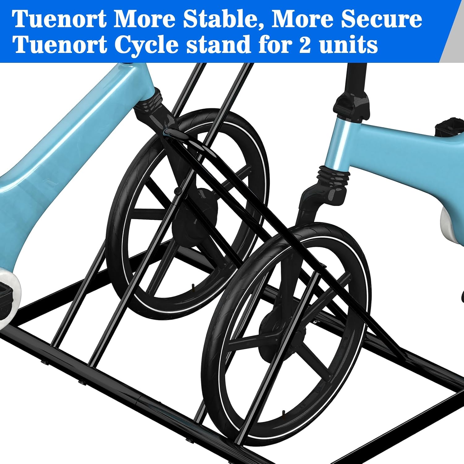 Tuenort 2 Bike Rack, Parking Bike Stand, Outdoor For Mountain Floor Bike Rack, Heavy Duty For Bicycle Garage, Space-Saving Bicycle Holder For Home, Yard, Office, Black - Image 4