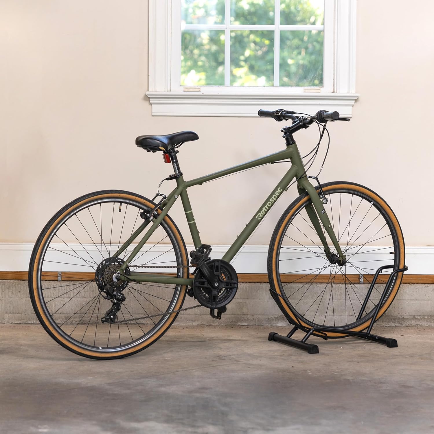 StoreYourBoard CycleStand Bike Floor Stand, No-Lift Indoor Bicycle Rack for Garage, Bike Mount Storage, Holds MTB, Road, and Ebike Stand, Bike Parking Rack, Fits Tires up to 3.5″