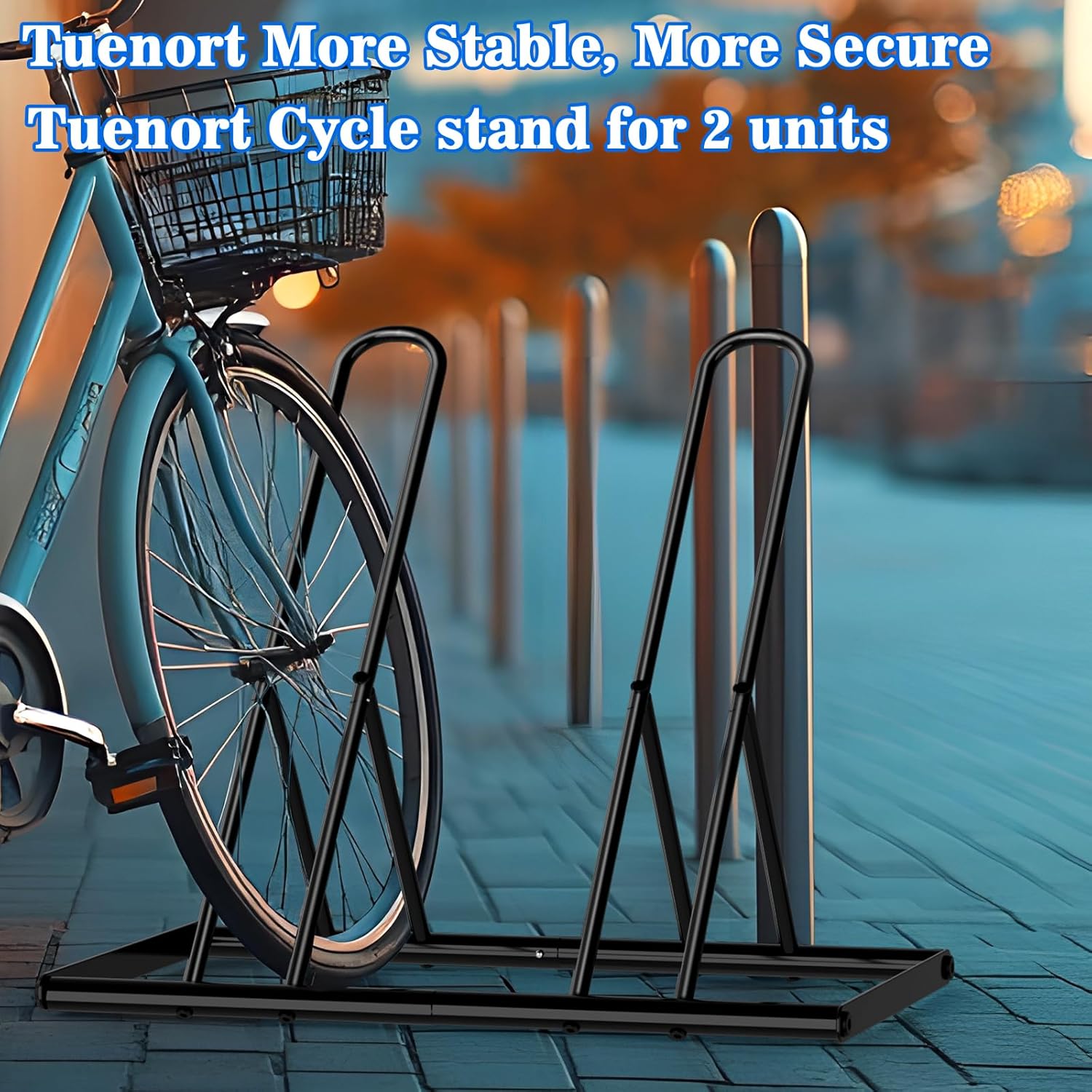 Tuenort 2 Bike Rack, Parking Bike Stand, Outdoor For Mountain Floor Bike Rack, Heavy Duty For Bicycle Garage, Space-Saving Bicycle Holder For Home, Yard, Office, Black - Image 7