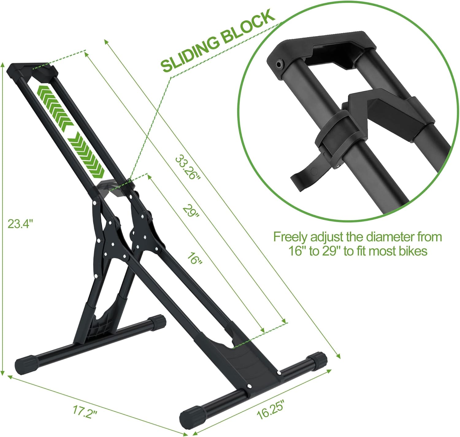 RELIANCER Adjustable Bike Storage Stand,Bicycle Floor Parking Rack,Steady Bike Wheel Holder Fit All Mountain & Road Bikes,Indoor Outdoor Cycling Storage Organizer,Apartment Garage Cycle Tires Holder