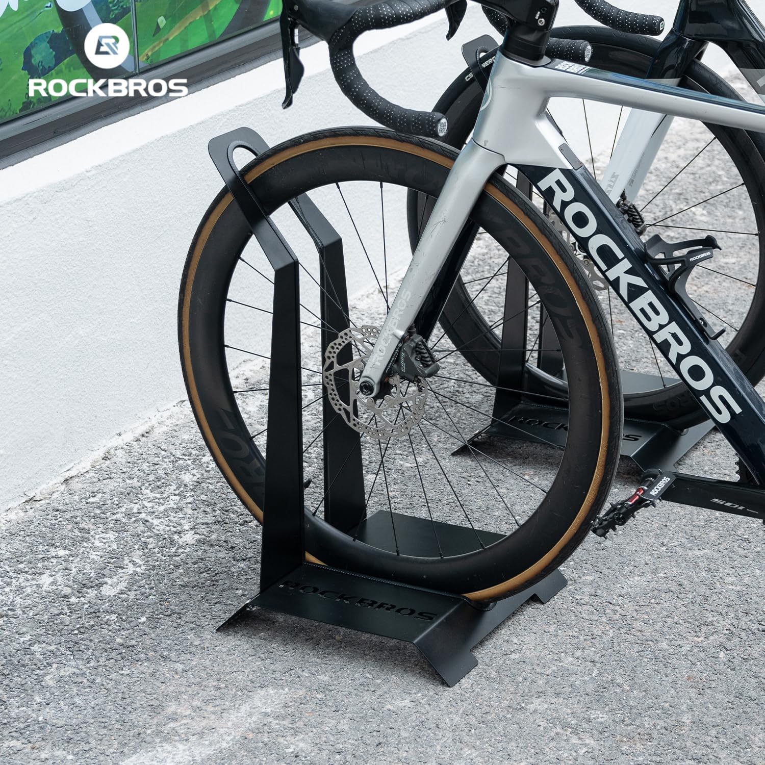 ROCKBROS Bike Stand Rack Bike Standing Bike Stand Floor Bike Stands For Indoor Storage Garage Bike Rack L - Shaped Carbon Steel Multi - Bike Compatible