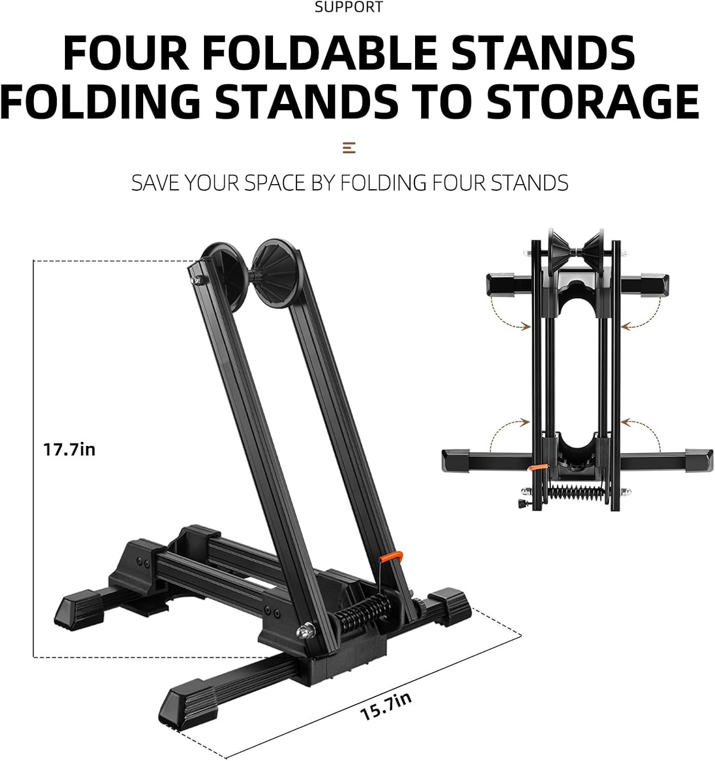 Alternative view of Rock BROS Foldable Bike Stand Floor Alloy Bicyle Stand Folding Indoor Parking Wheel Holder Fit 20u201D-29u201D