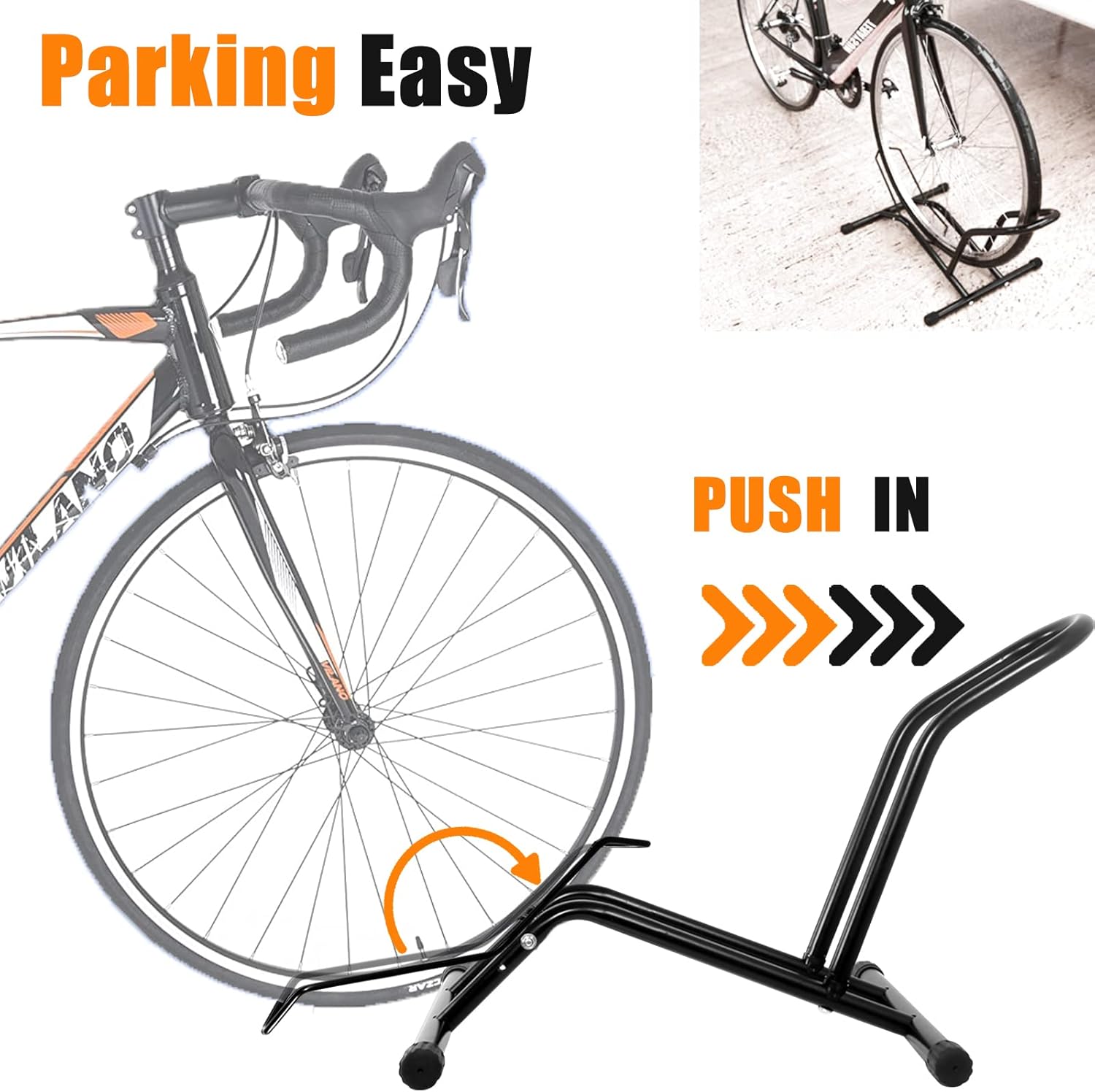 Bike Stand Floor Bike Rack for Storage Indoor/Outdoor, Front and Rear Wheel Parking Rack Stand Perfect for 16"-29" Bicycles - Image 3