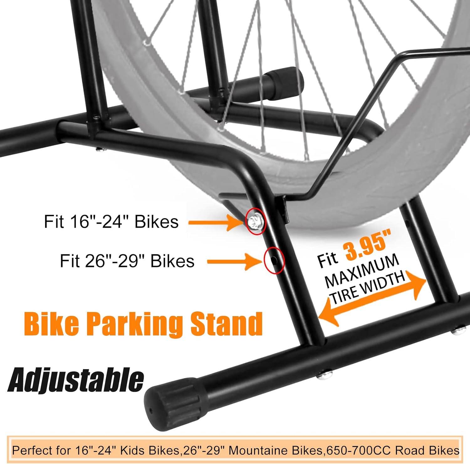 Bike Stand Floor Bike Rack for Storage Indoor/Outdoor, Front and Rear Wheel Parking Rack Stand Perfect for 16"-29" Bicycles - Image 4