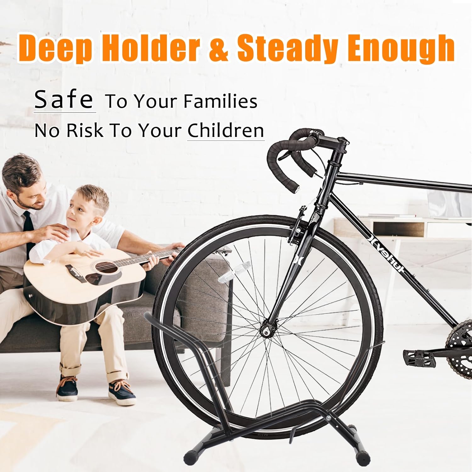Bike Stand Floor Bike Rack for Storage Indoor/Outdoor, Front and Rear Wheel Parking Rack Stand Perfect for 16"-29" Bicycles - Image 5