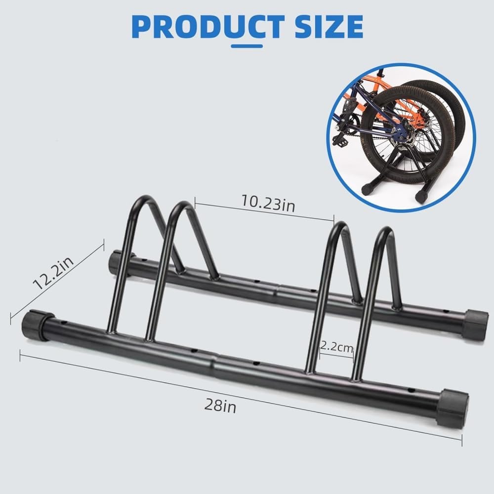 Andeshunk Metal Bike Storage Rack, Floor Stand for 3 Bicycles, Outdoor Loop Parking Holder for Garage, Shed (1 paragraph)