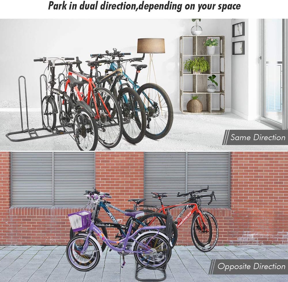 Alternative view of XCSOURCE Bike Parking Stand, Bike Rack Bicycle Floor Parking Stand for 5 Bikes, Adjustable Dual Purposes Bike Storage Holder for Garage, 2 Extra Floor Anchor Brackets Available, Indoor & Outdoor