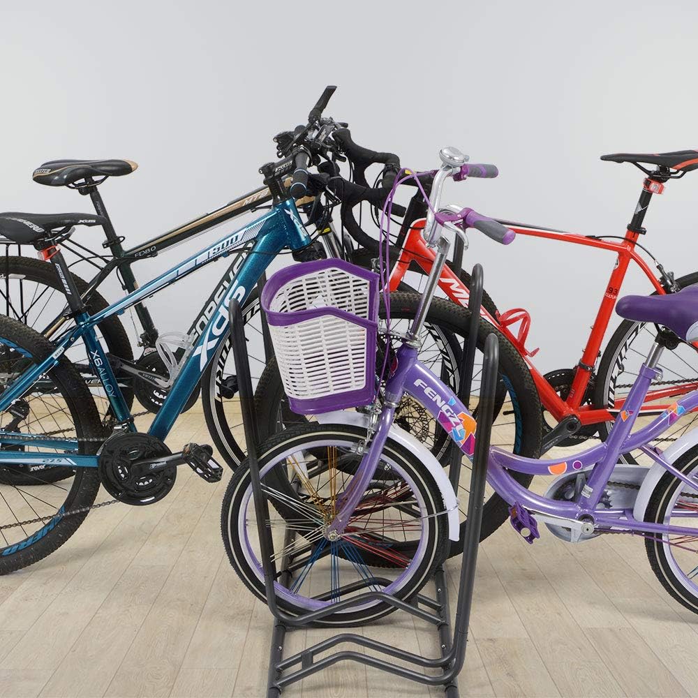 XCSOURCE Bike Parking Stand, Bike Rack Bicycle Floor Parking Stand for 5 Bikes, Adjustable Dual Purposes Bike Storage Holder for Garage, 2 Extra Floor Anchor Brackets Available, Indoor & Outdoor - Image 5
