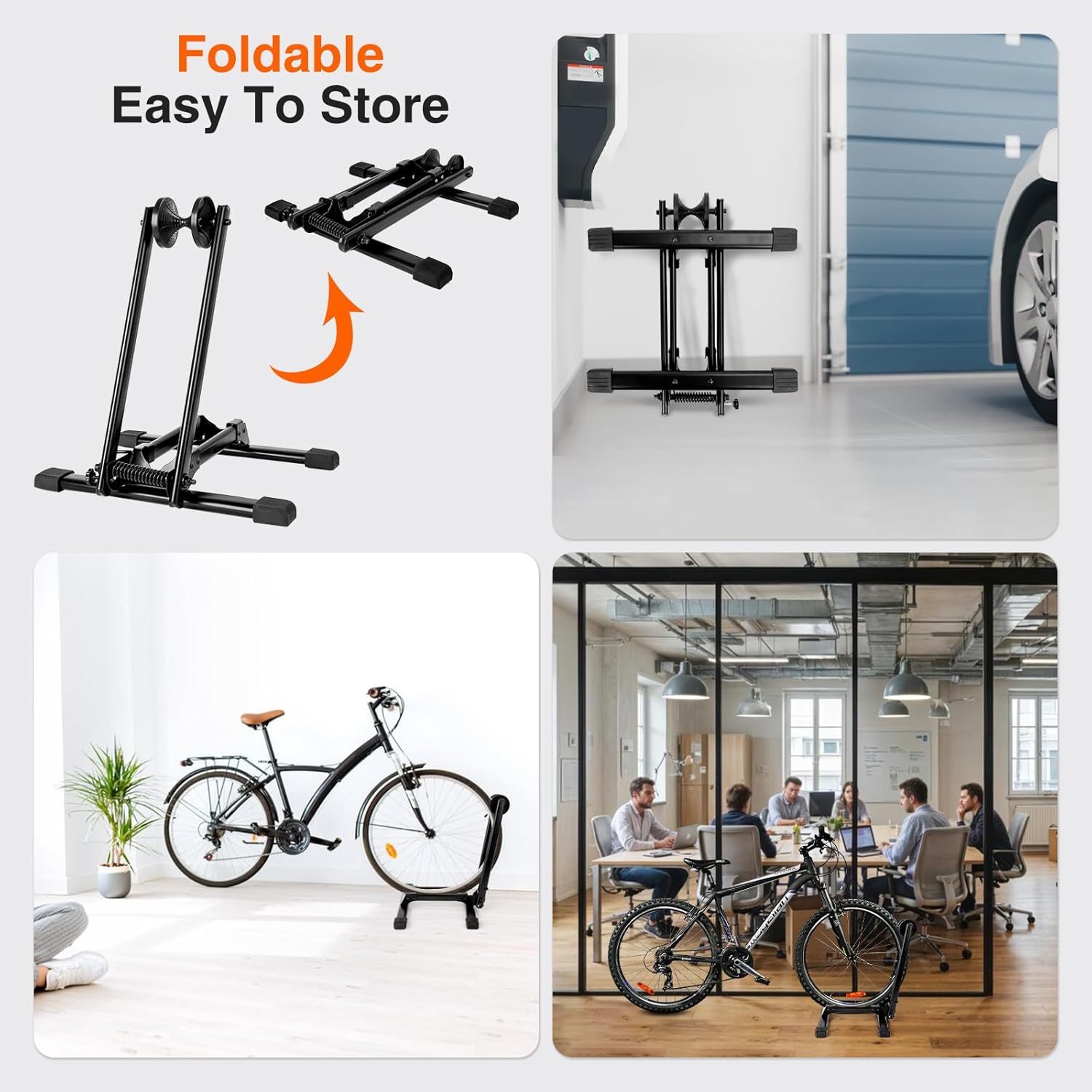 CycForge Space-Saving Collapsible Bike Stand for Garage or Home - No-Drill Floor Rack Holds 20"-29" MTB & Road Bikes - Image 5