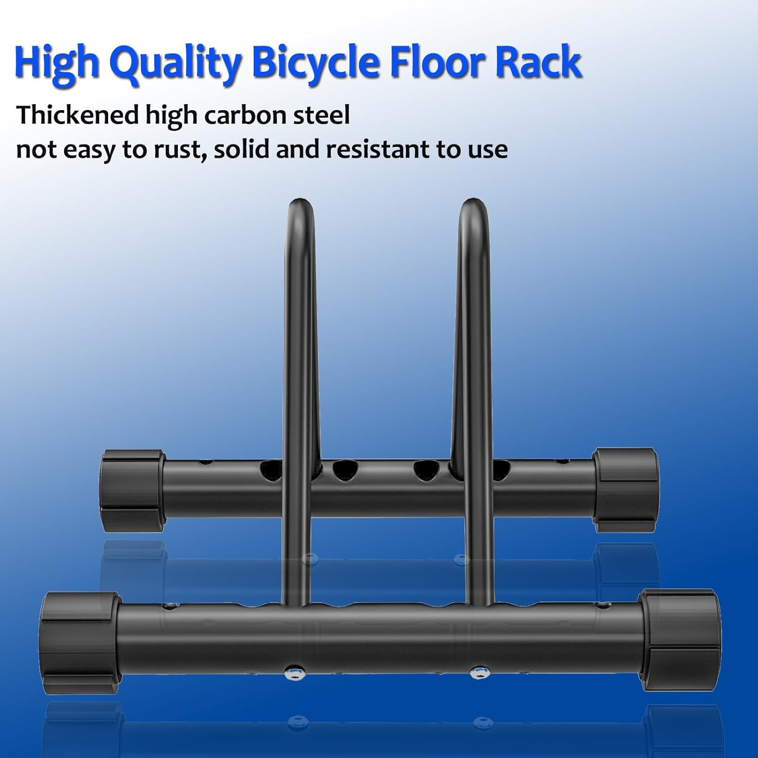 Alternative view of HOMEE Bicycle Floor Stand, Adjustable Bike Rack for Garage, Steel Cycling Storage Organizer for Indoor Outdoor Home, Bicycle Holder for Mountain and Road Bike, Black