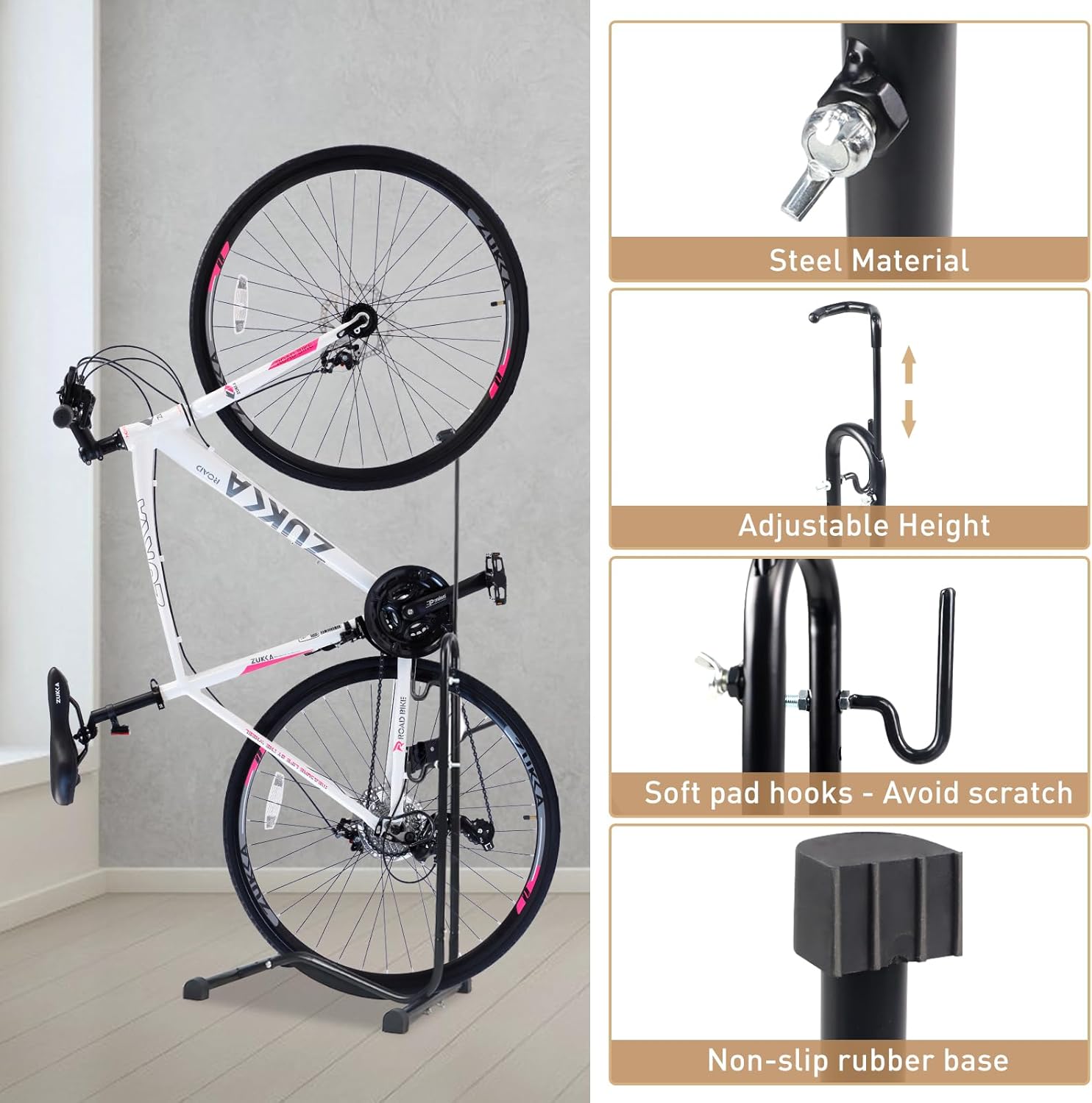 Alternative view of BALINGE Bike Floor Stand Parking Rack - Indoor & Outdoor, Mountain & Road Bikes, 1 Pack