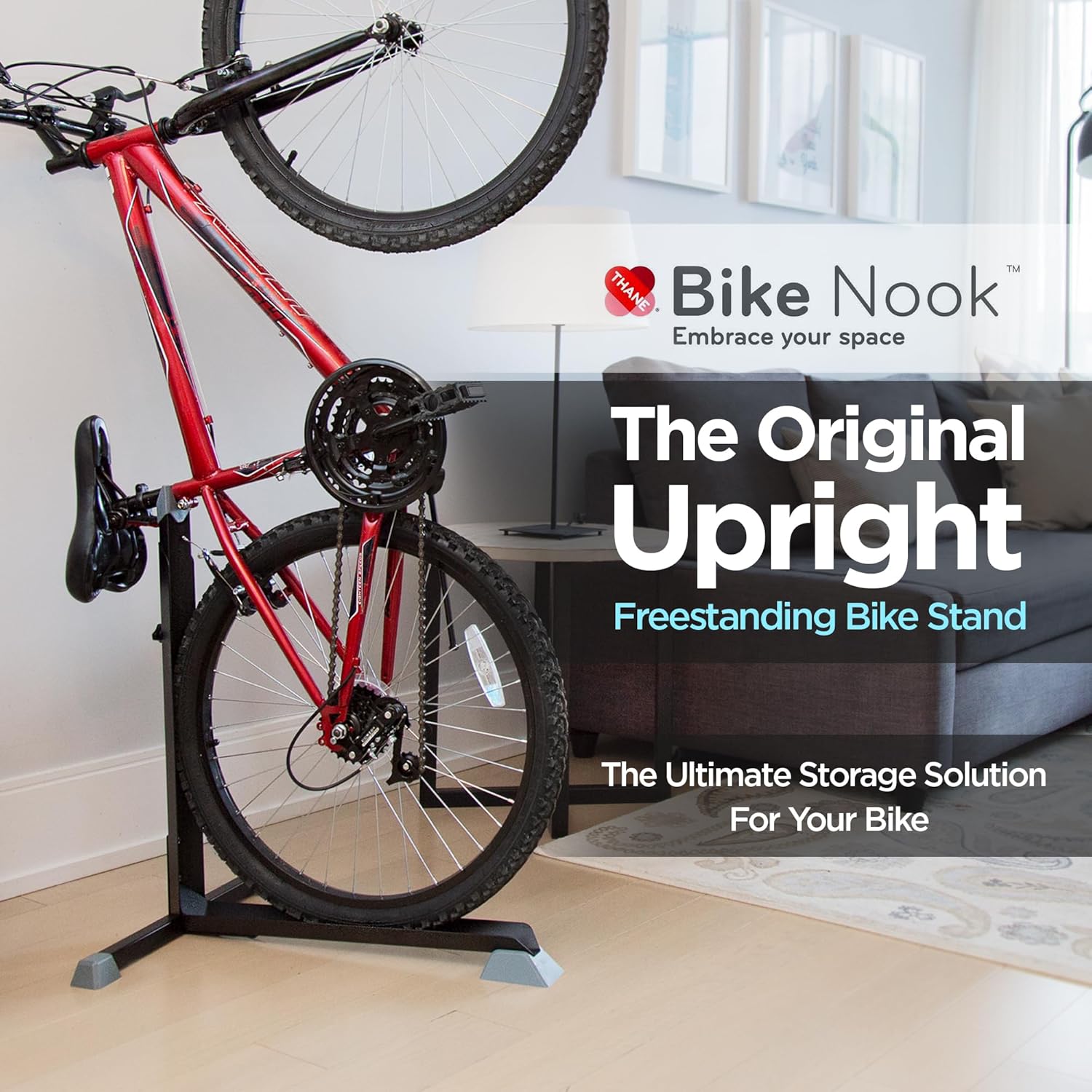 Alternative view of Bike Nook Bike Stand & Vertical Storage Rack - The Original Vertical Bicycle Floor Stand for Garage Storage, Indoor and Outdoor - Perfect Bike Accessories for Small Spaces with No Drilling